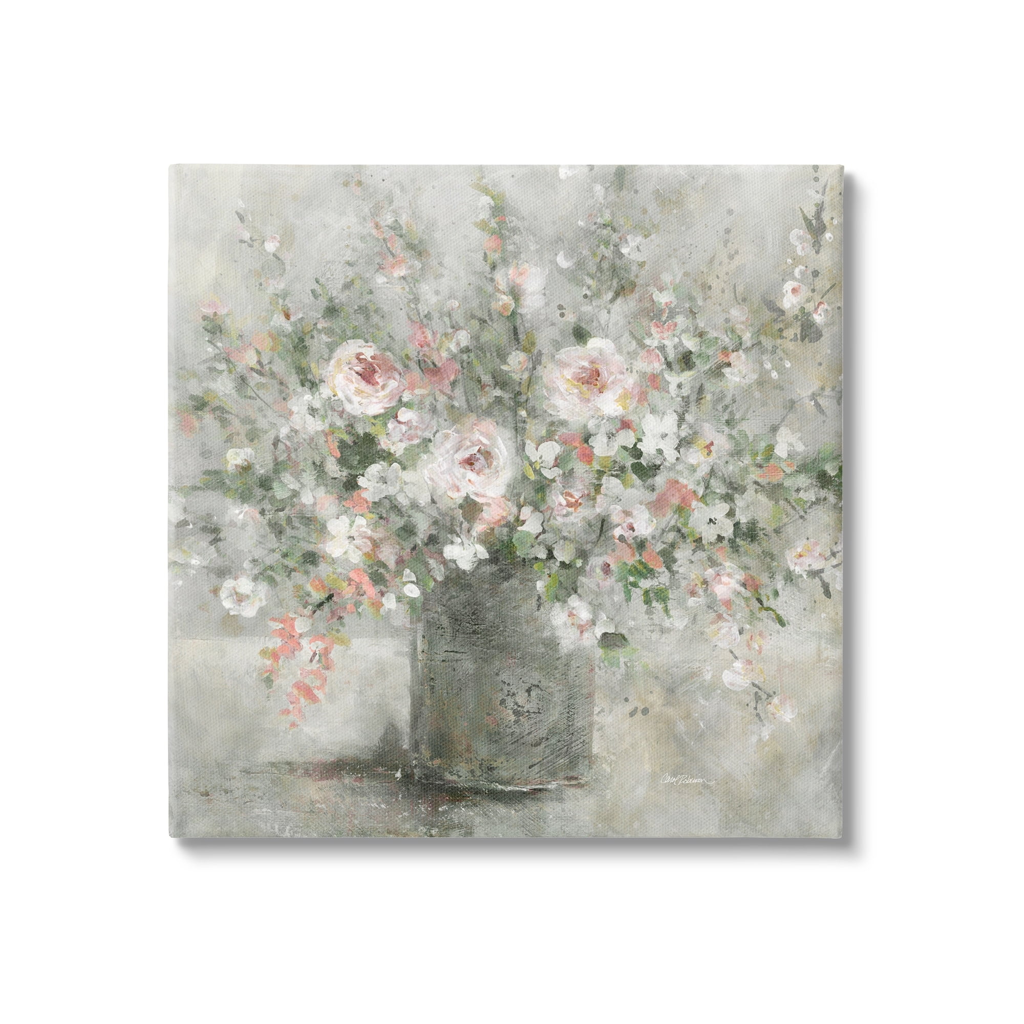 Soft Pink and White Floral Bouquet Canvas Wall Art