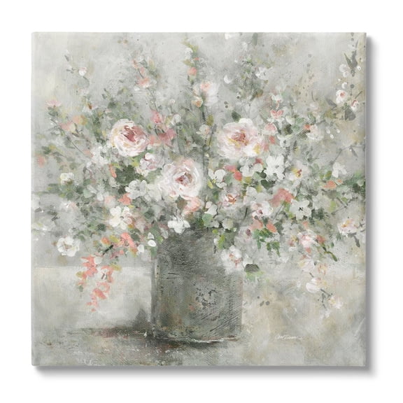 Stupell Industries Soft Pink Blooms Farmhouse Bouquet Botanical & Floral Painting Gallery Wrapped Canvas Print Wall Art