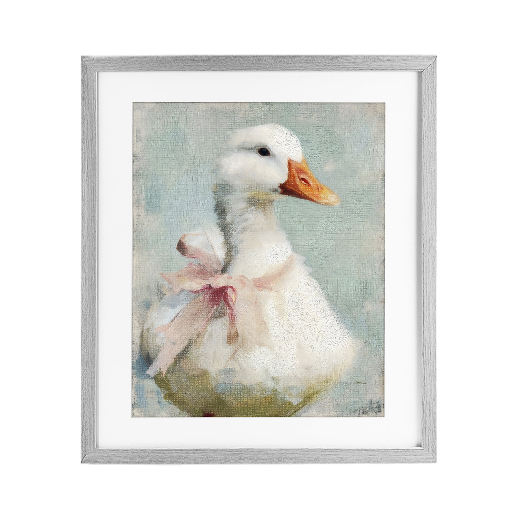 Stupell Industries Soft Pink Bow Goose Gray Framed Print Under Glass, design by LSR Design Studio