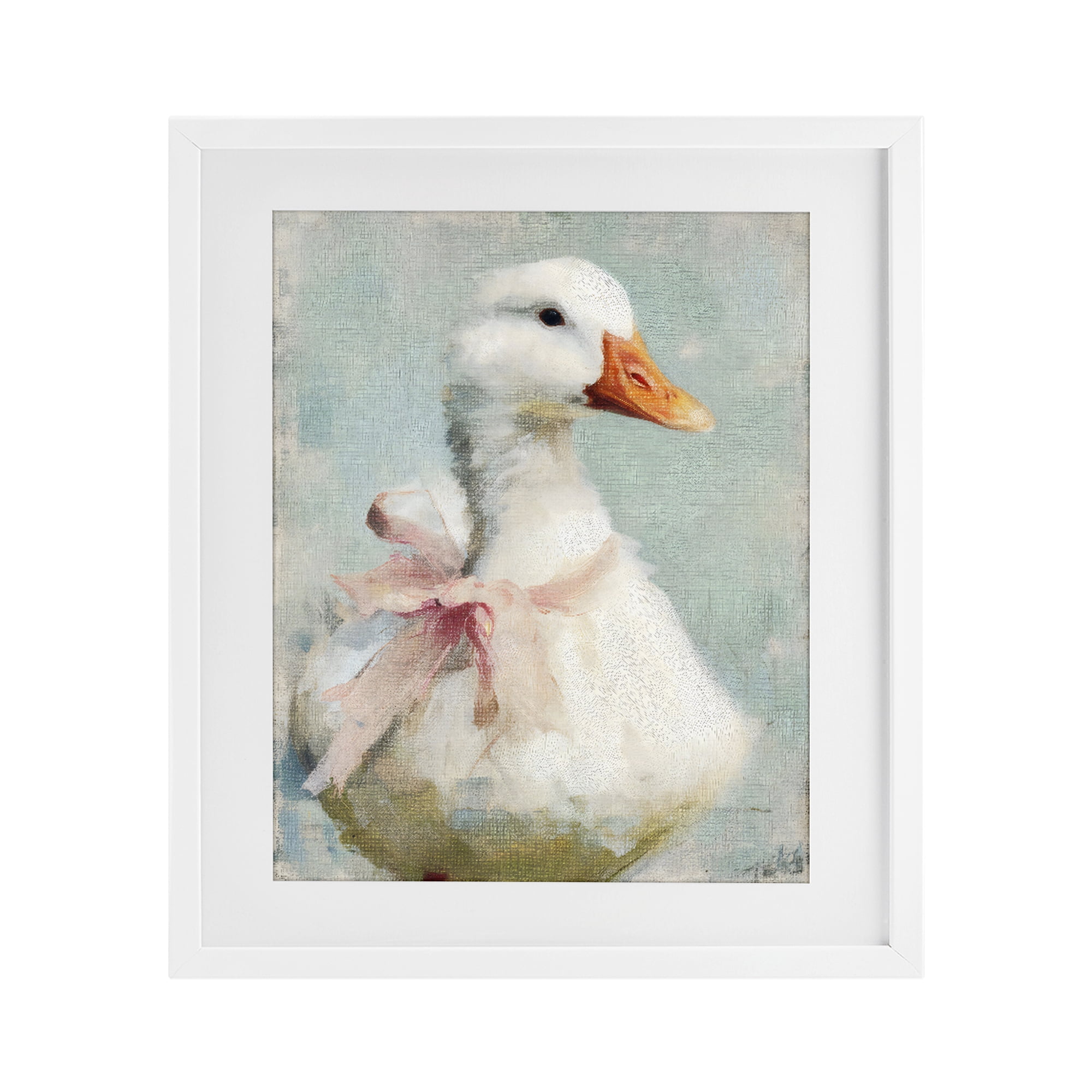 Stupell Industries Soft Pink Bow Goose White Framed Print Under Glass, design by LSR Design Studio