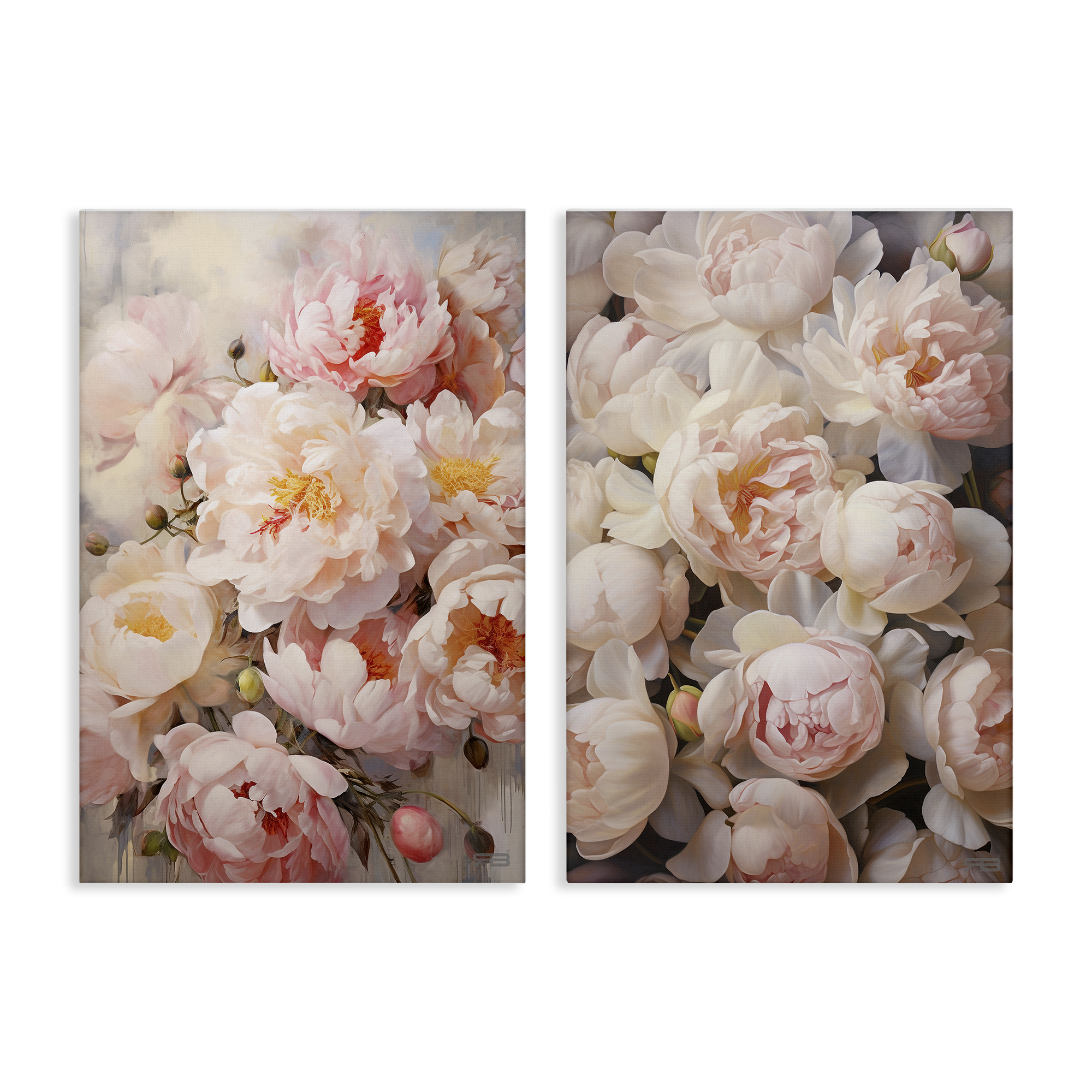 Stupell Industries Soft Pink Cabbage Roses Plants & Flowers Painting Wrapped Canvas Art Print Wall Art, 16 x 24, Set of 2