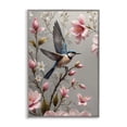 thumbnail image 1 of Stupell Industries Soft Pink Florals with Bird Animals Painting Gray Framed Art Print Wall Art, 12 x 18, 1 of 2
