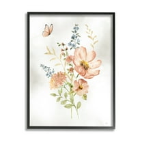 Stupell Industries Soft Pink Flower Sprigs Botanical & Floral Painting Black Framed Art Print Wall Art, 11 x 14