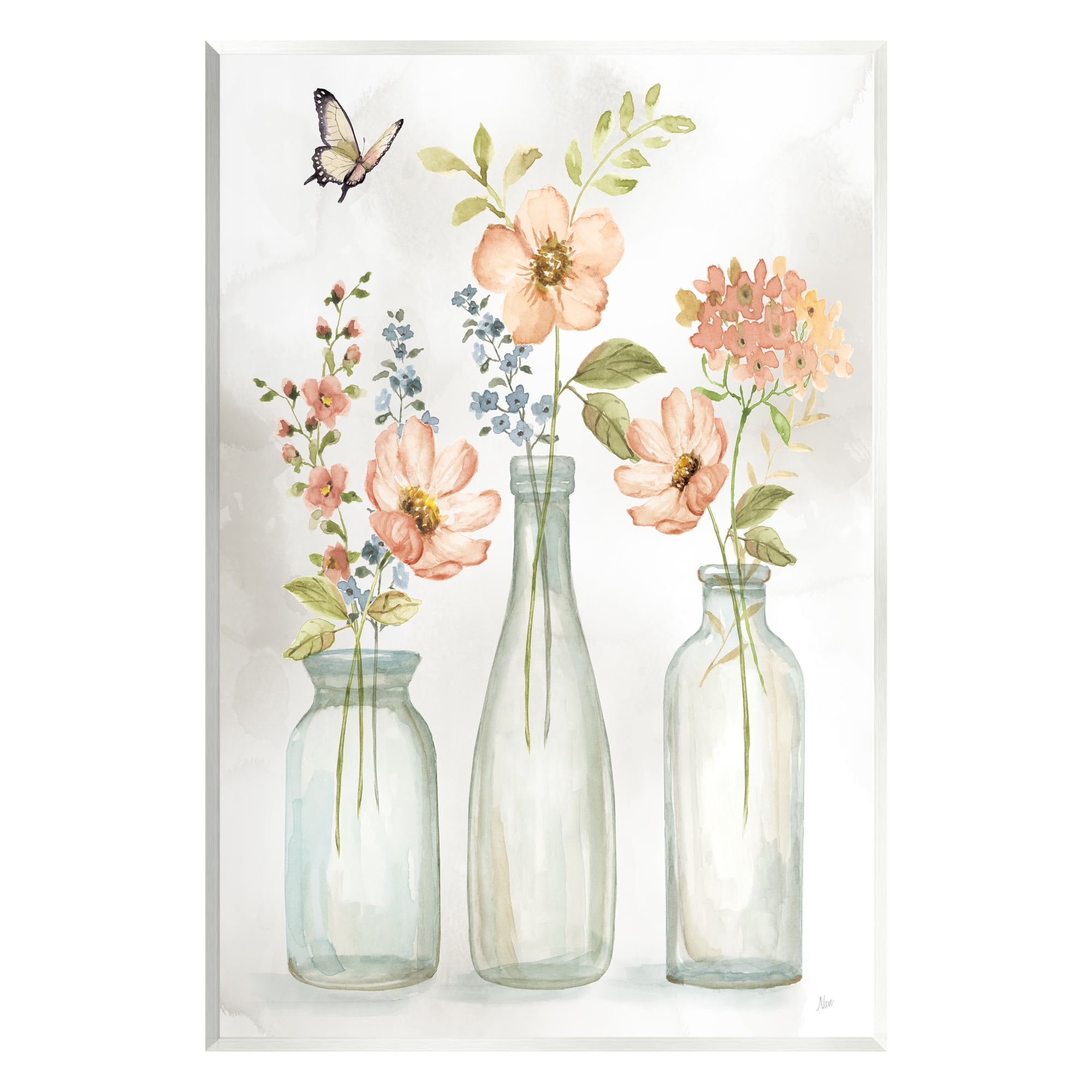 Stupell Industries Soft Pink Flower Vases Botanical & Floral Painting Unframed Art Print Wall Art, 13 x 19