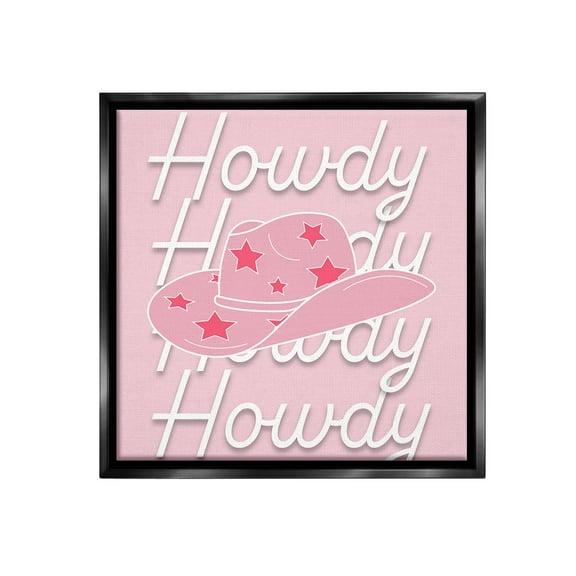 Stupell Industries Soft Pink Howdy Pattern Beauty & Fashion Painting Black Floater Framed Canvas Art Print Wall Art, 18 x 18