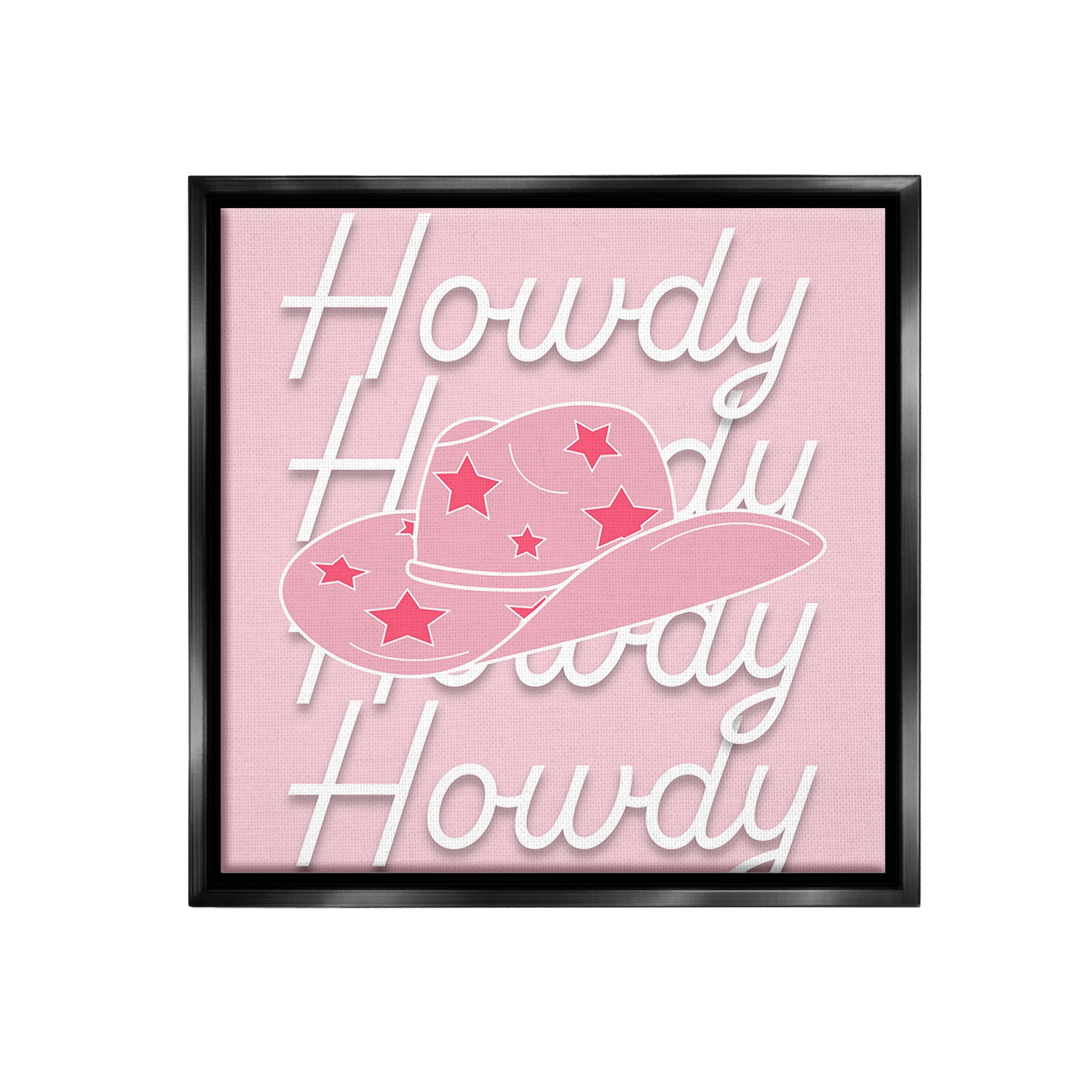 Stupell Industries Soft Pink Howdy Pattern Beauty & Fashion Painting Black Floater Framed Canvas Art Print Wall Art, 25 x 25