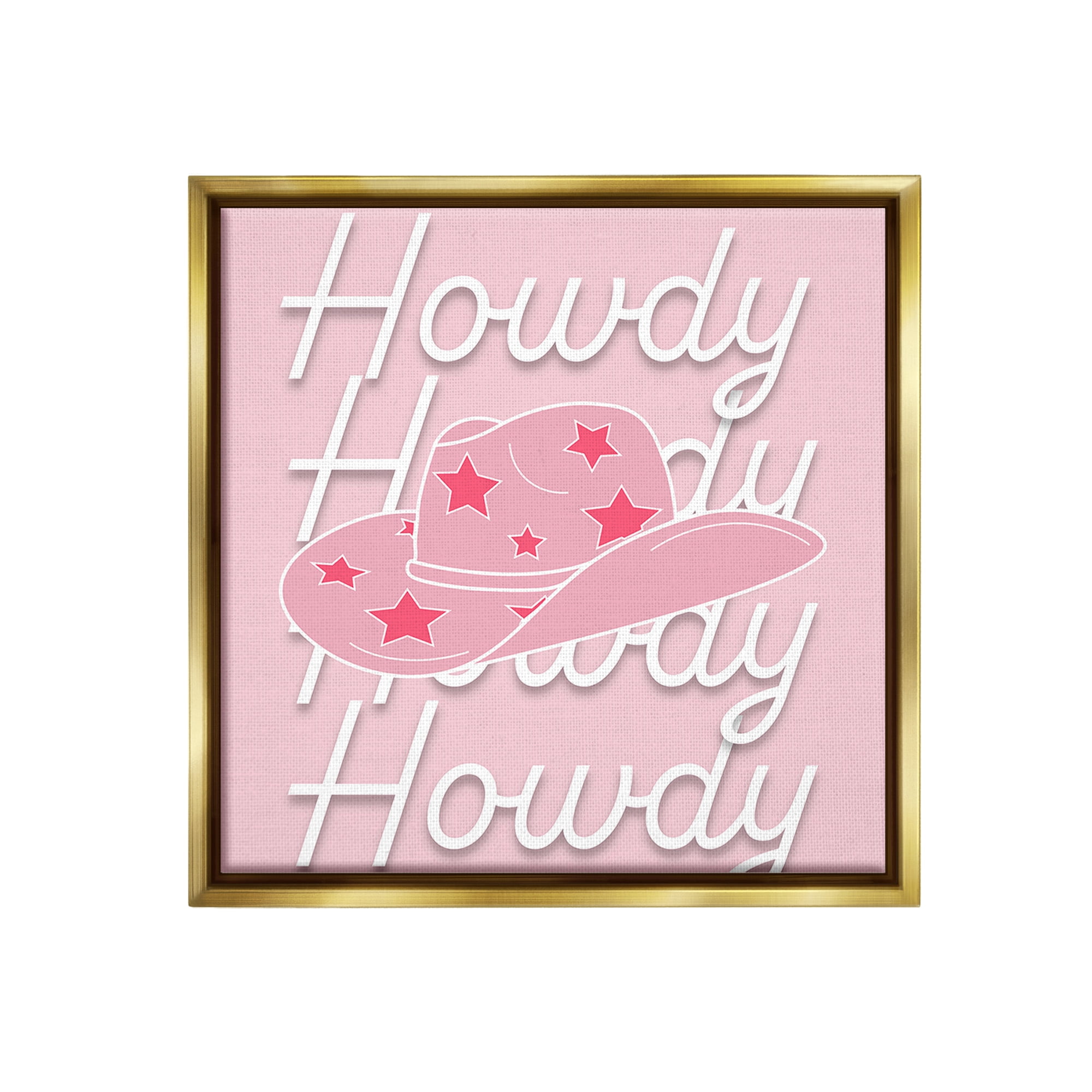 Stupell Industries Soft Pink Howdy Pattern Beauty & Fashion Painting Gold Floater Framed Canvas Art Print Wall Art, 25 x 25