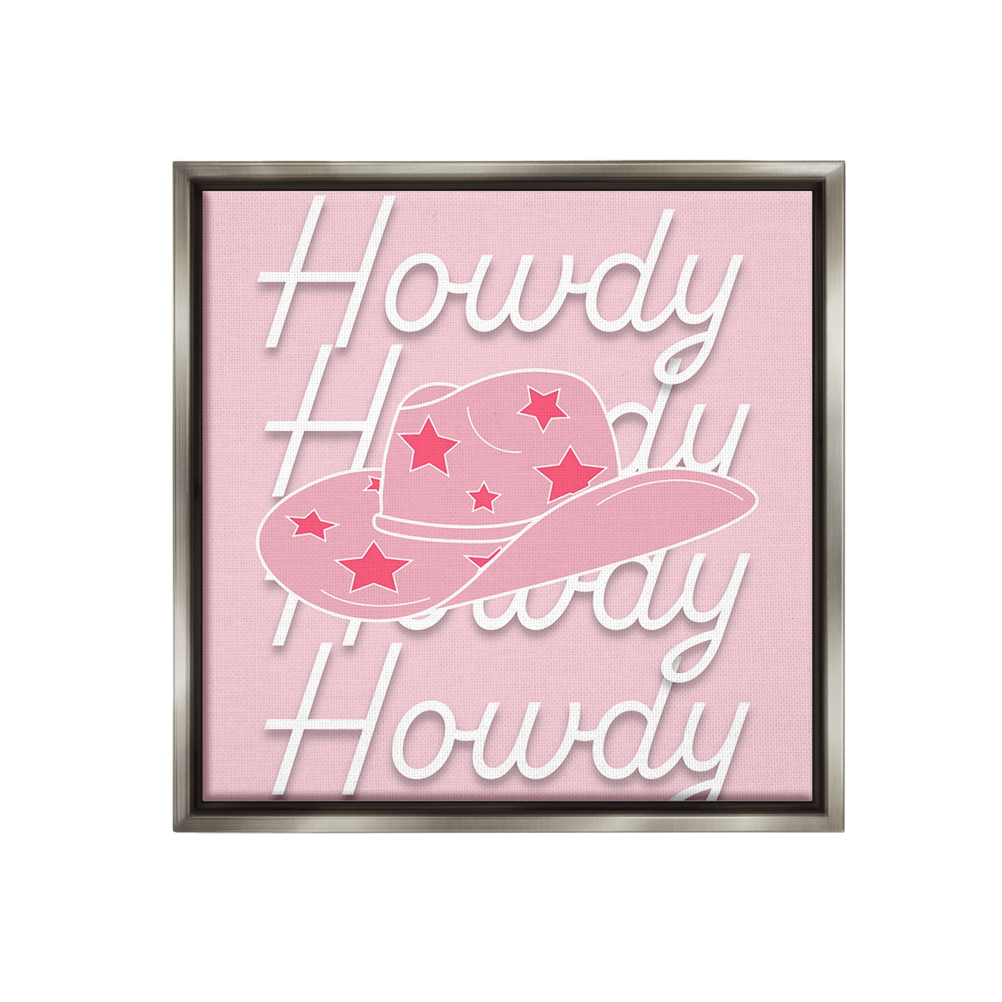 Stupell Industries Soft Pink Howdy Pattern Beauty & Fashion Painting Gray Floater Framed Canvas Art Print Wall Art, 25 x 25