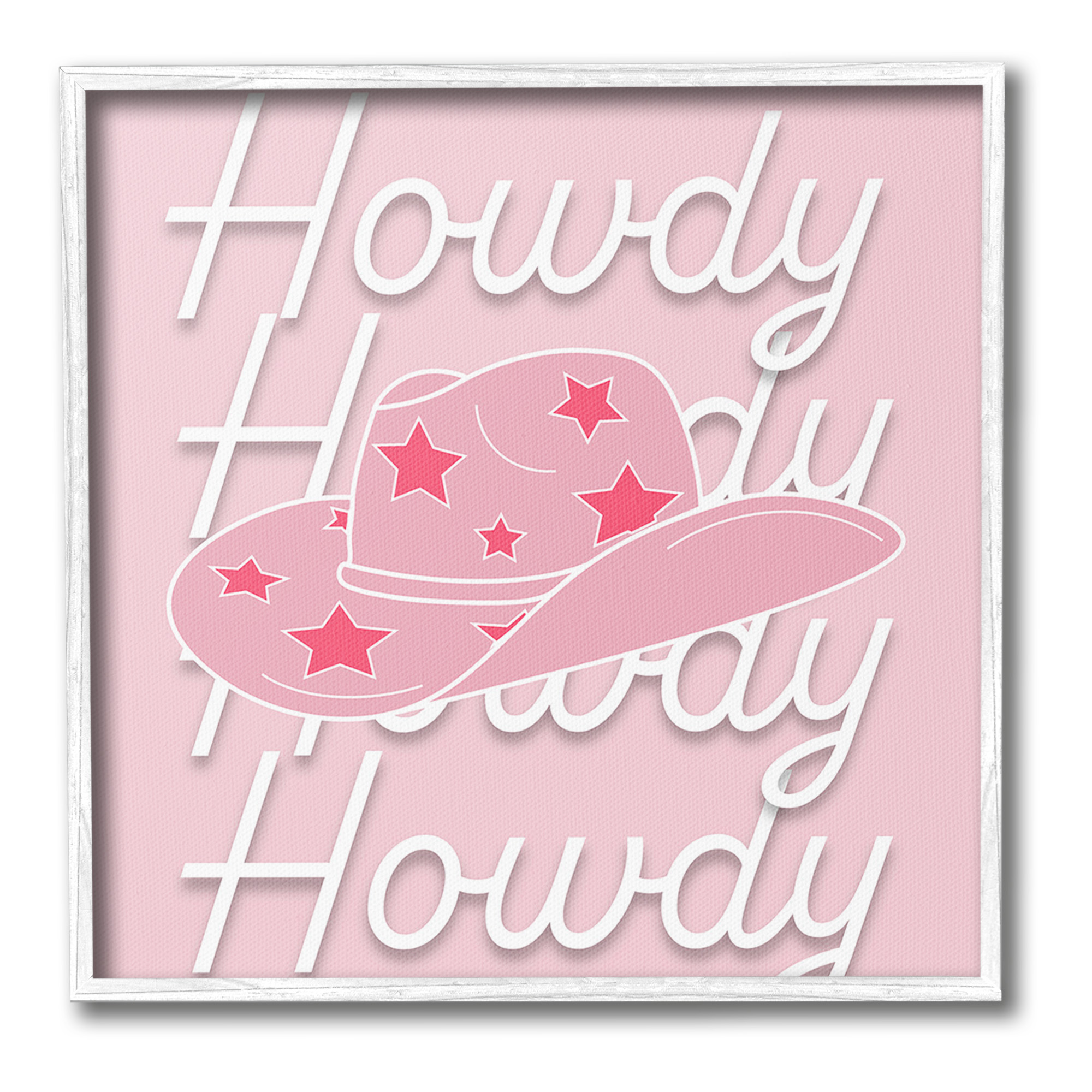 Stupell Industries Soft Pink Howdy Pattern Beauty & Fashion Painting White Framed Art Print Wall Art, 12 x 12
