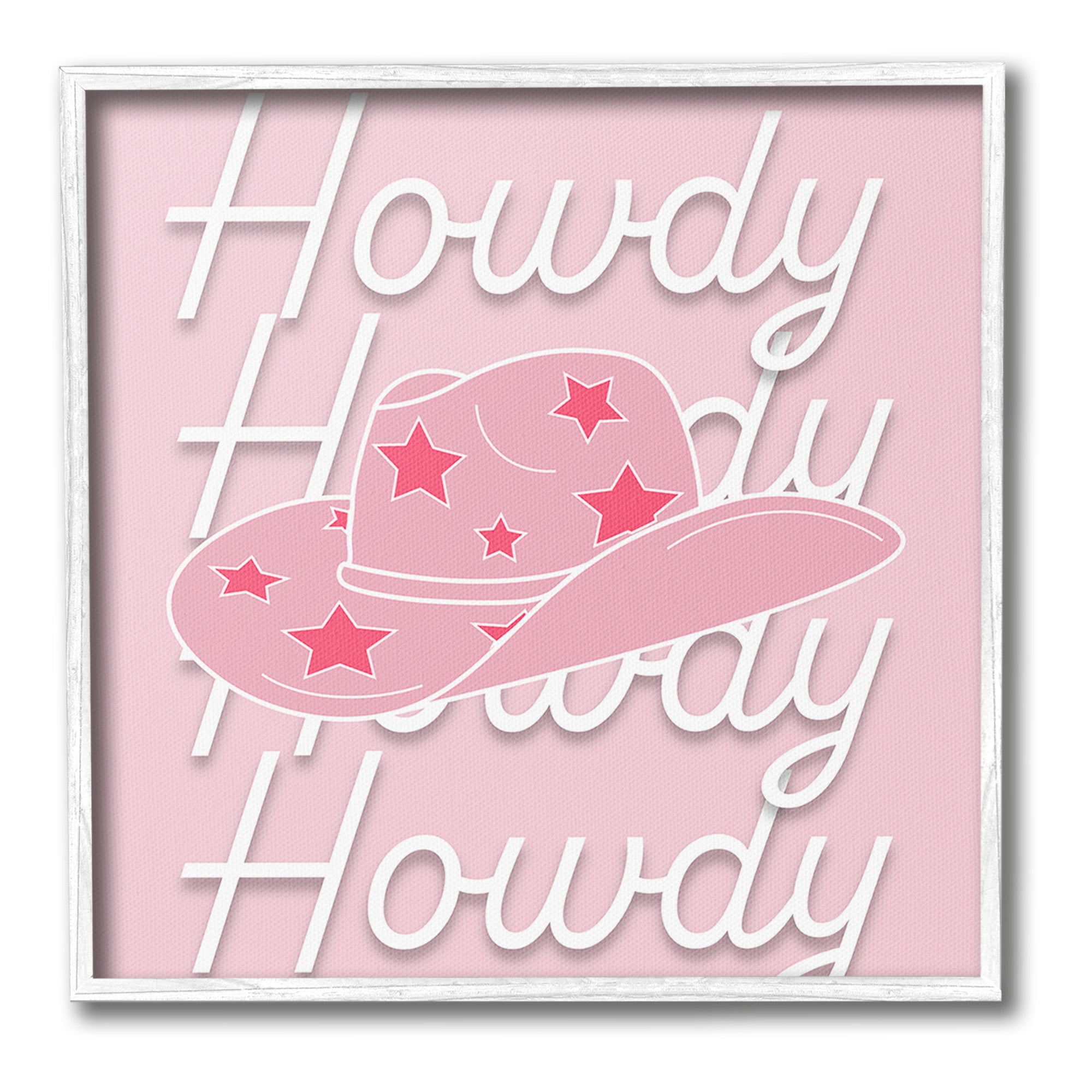 Stupell Industries Soft Pink Howdy Pattern Beauty & Fashion Painting White Framed Art Print Wall Art, 17 x 17