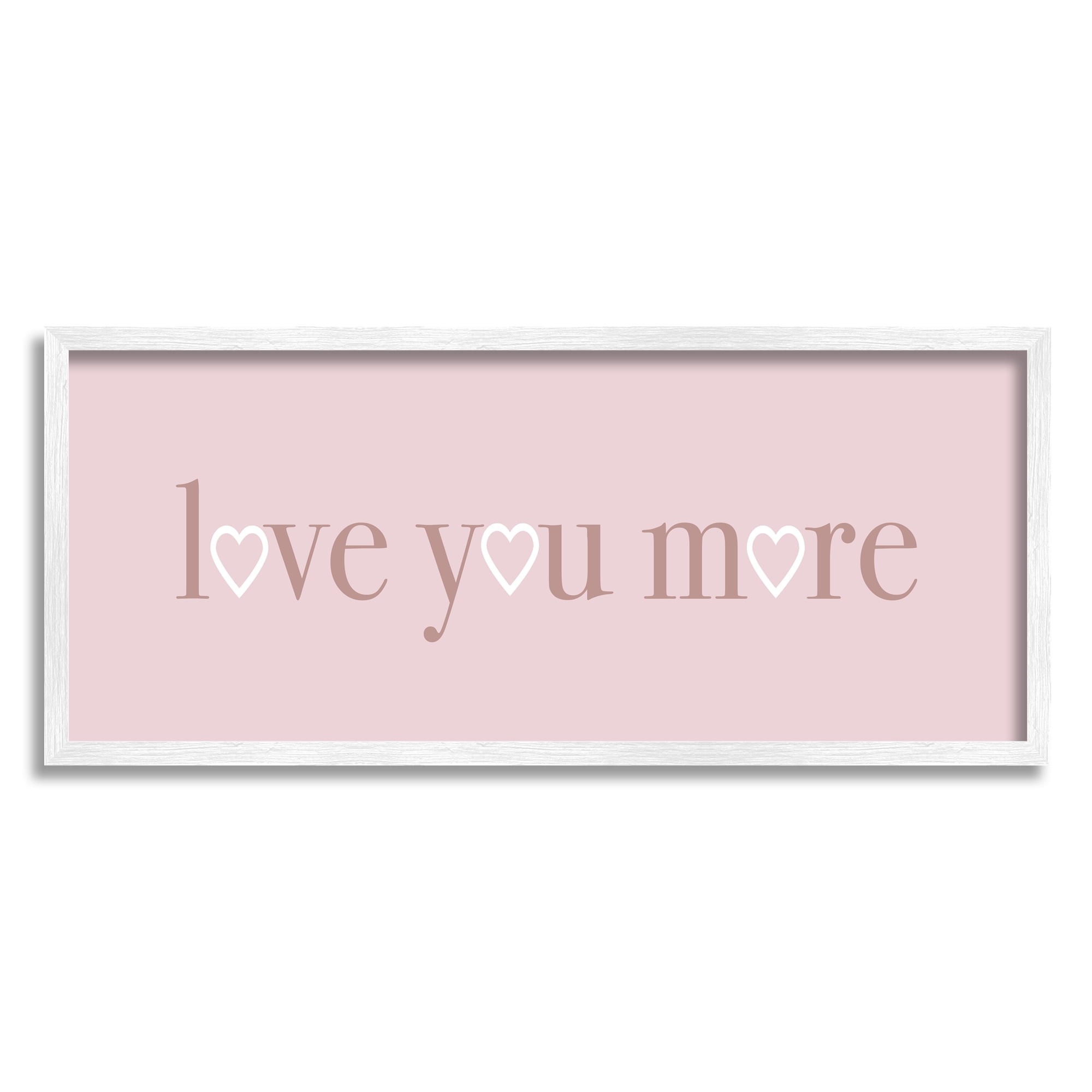 Stupell Industries Soft Pink Love You More Phrase Heart Shapes, 10 x 24, Designed by Daphne Polselli