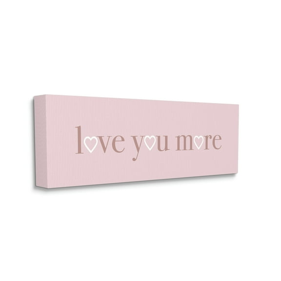 Stupell Industries Soft Pink Love You More Phrase Heart Shapes, 10 x 24, Designed by Daphne Polselli