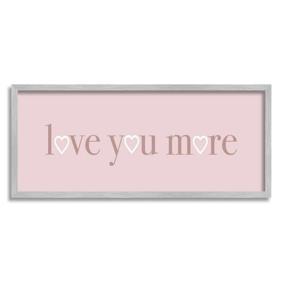 Stupell Industries Soft Pink Love You More Phrase Heart Shapes, 10 x 24, Designed by Daphne Polselli