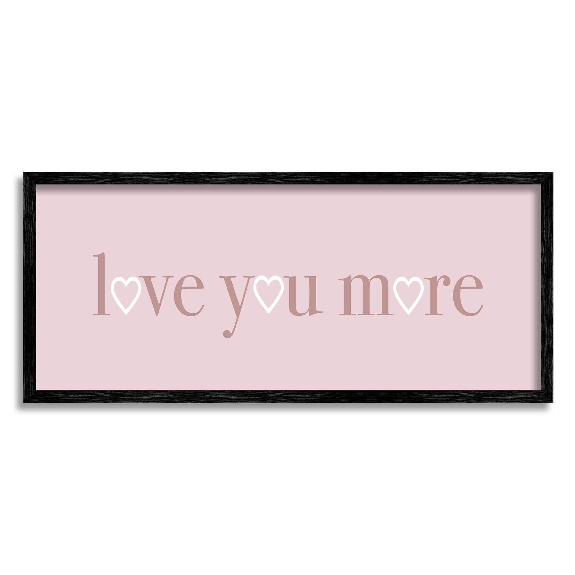 Stupell Industries Soft Pink Love You More Phrase Heart Shapes, 10 x 24, Designed by Daphne Polselli