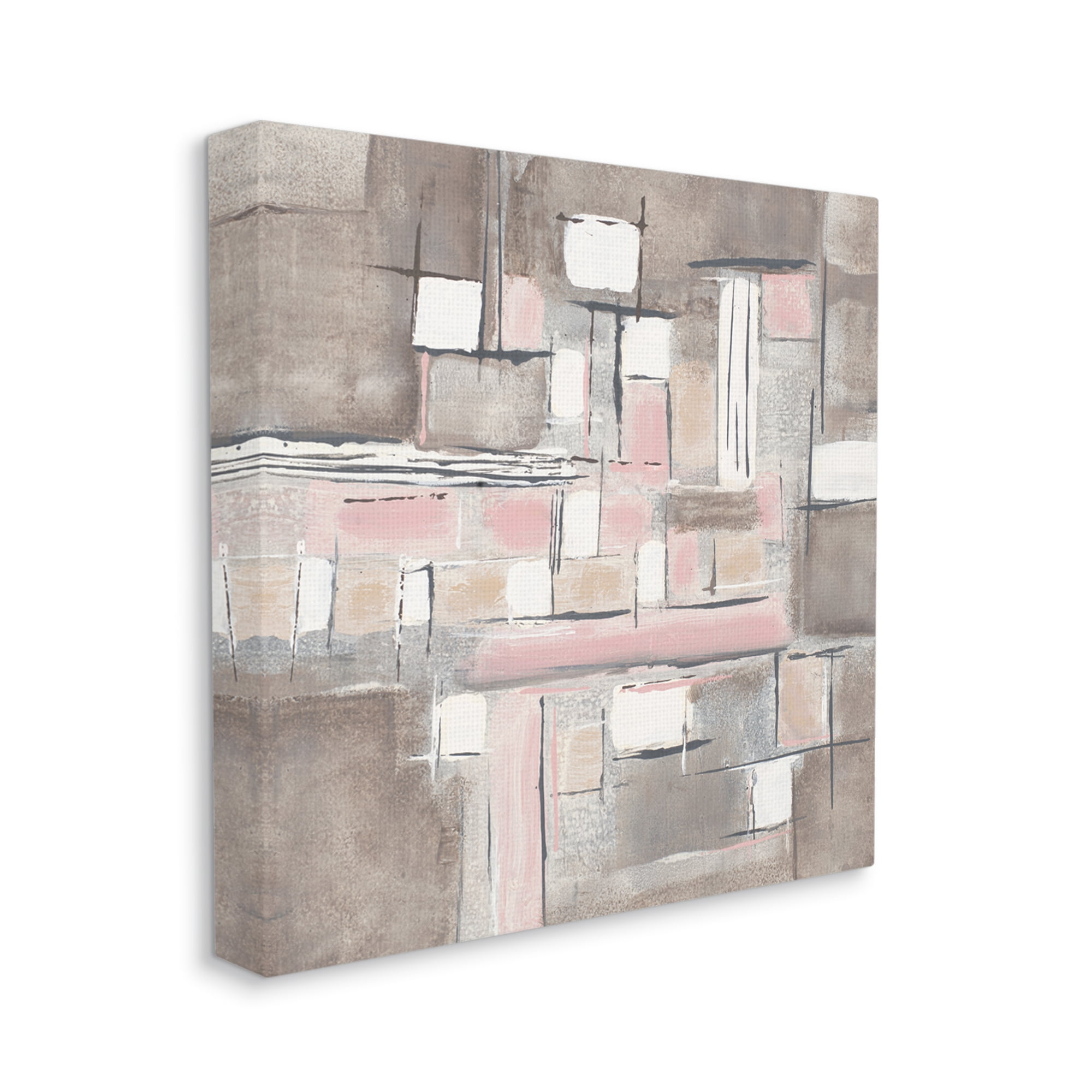 Stupell Industries Soft Pink Neutral Abstract Patchwork Geometric Pattern Canvas Wall Art, 30 x 30, Design by Merri Pattinian