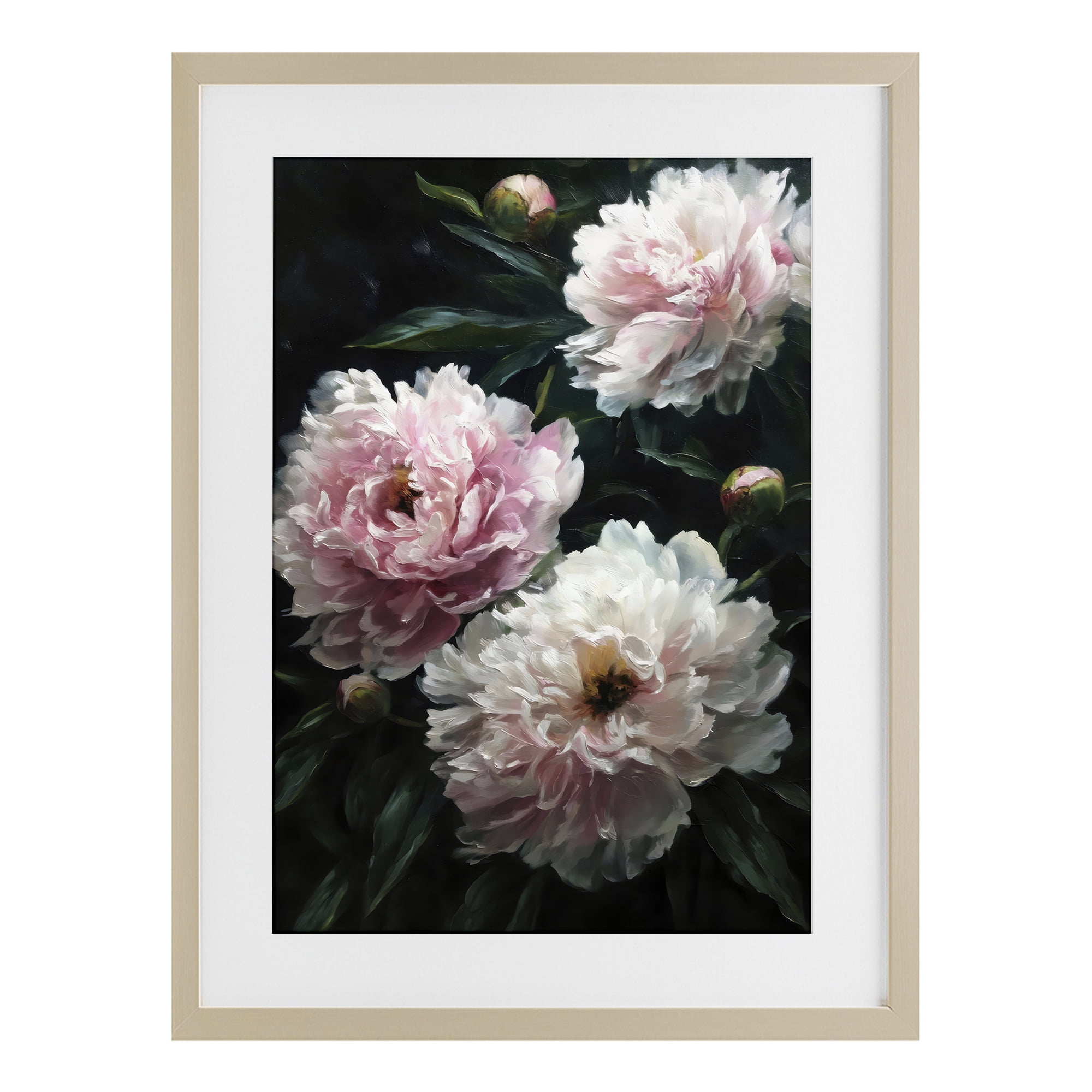 Stupell Industries Soft Pink Peony Garden Birch Framed Print Under Glass, design by Petal Prints Design