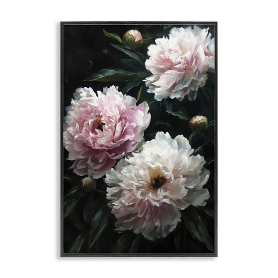 Stupell Industries French Country Soft Pink Peony Garden Black Framed Giclee Art, 16 x 24, by Petals Prints Design