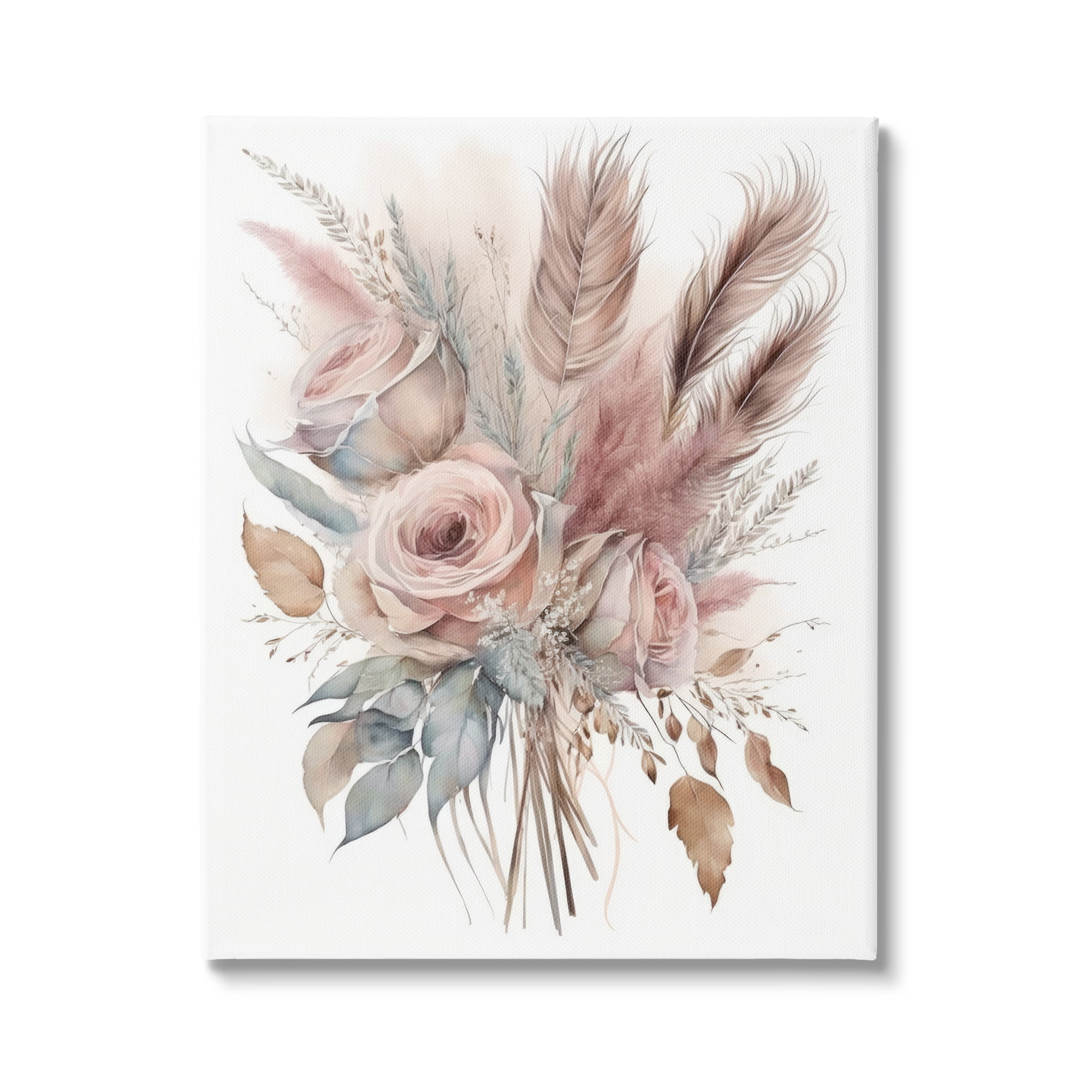 Soft Pink Rose Botanical Floral Canvas Art Print, 30 x 40
