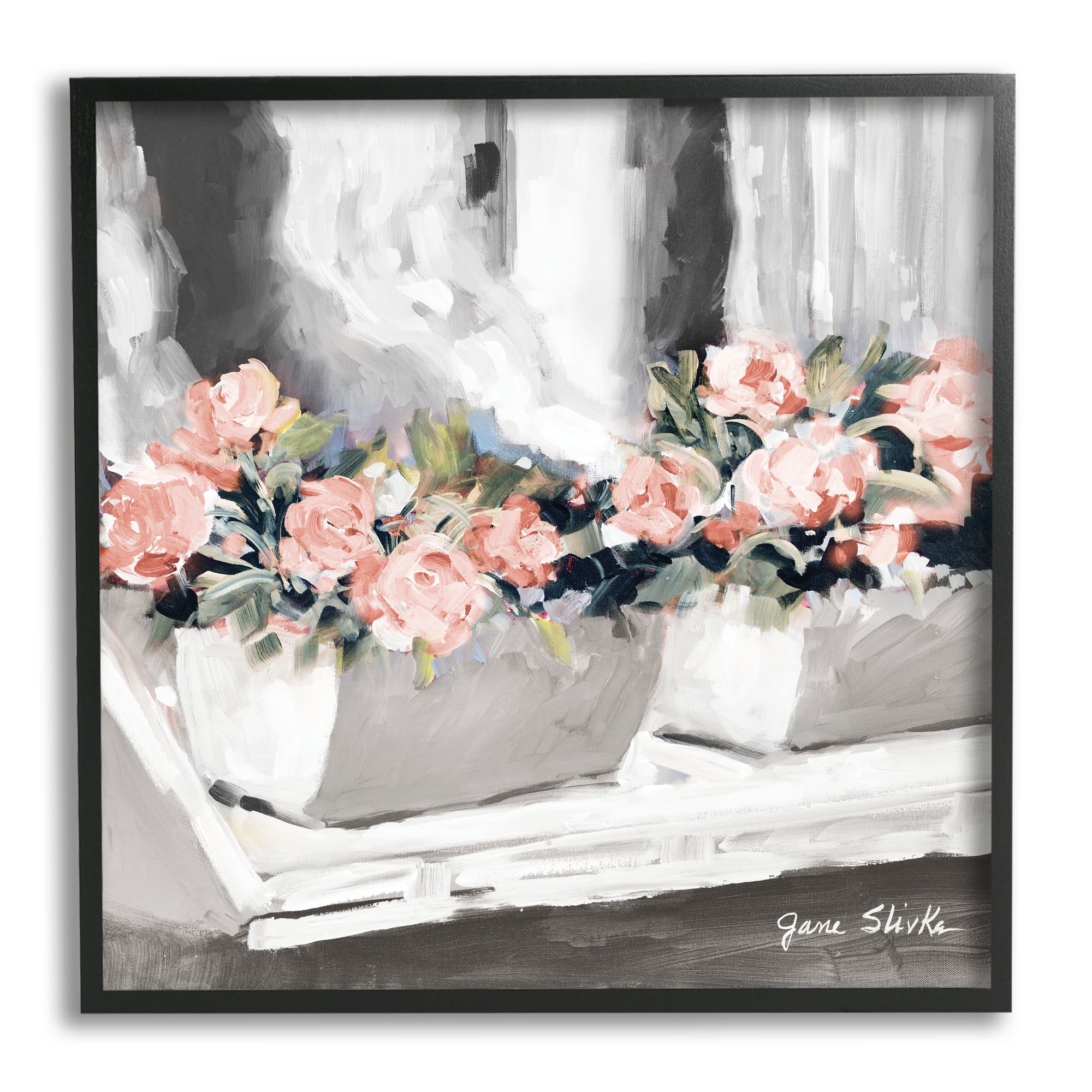 Stupell Industries Soft Pink Roses Abstract Florals on Delicate Edge, 24 x 24, Designed by Jane Slivka
