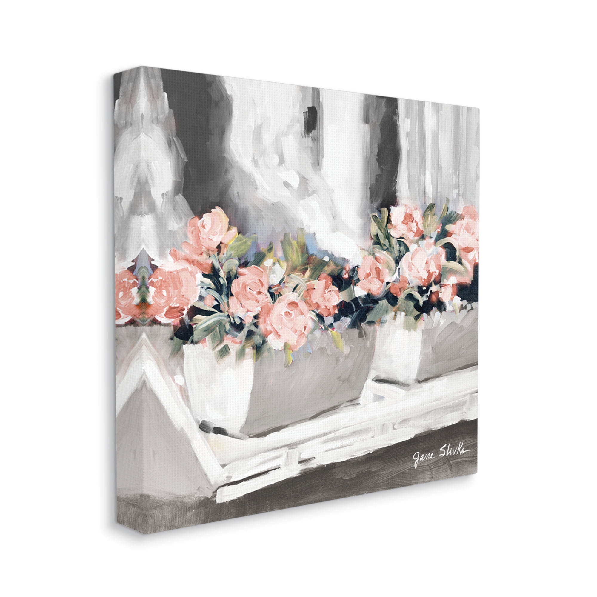 Stupell Industries Soft Pink Roses Abstract Florals on Delicate Edge, 30 x 30, Designed by Jane Slivka