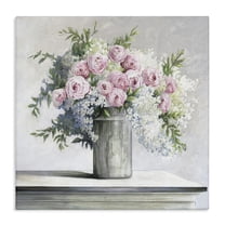 Stupell Industries Soft Pink Roses Botanical & Floral Painting Gallery Wrapped Canvas Art Print Wall Art, 17 x 17