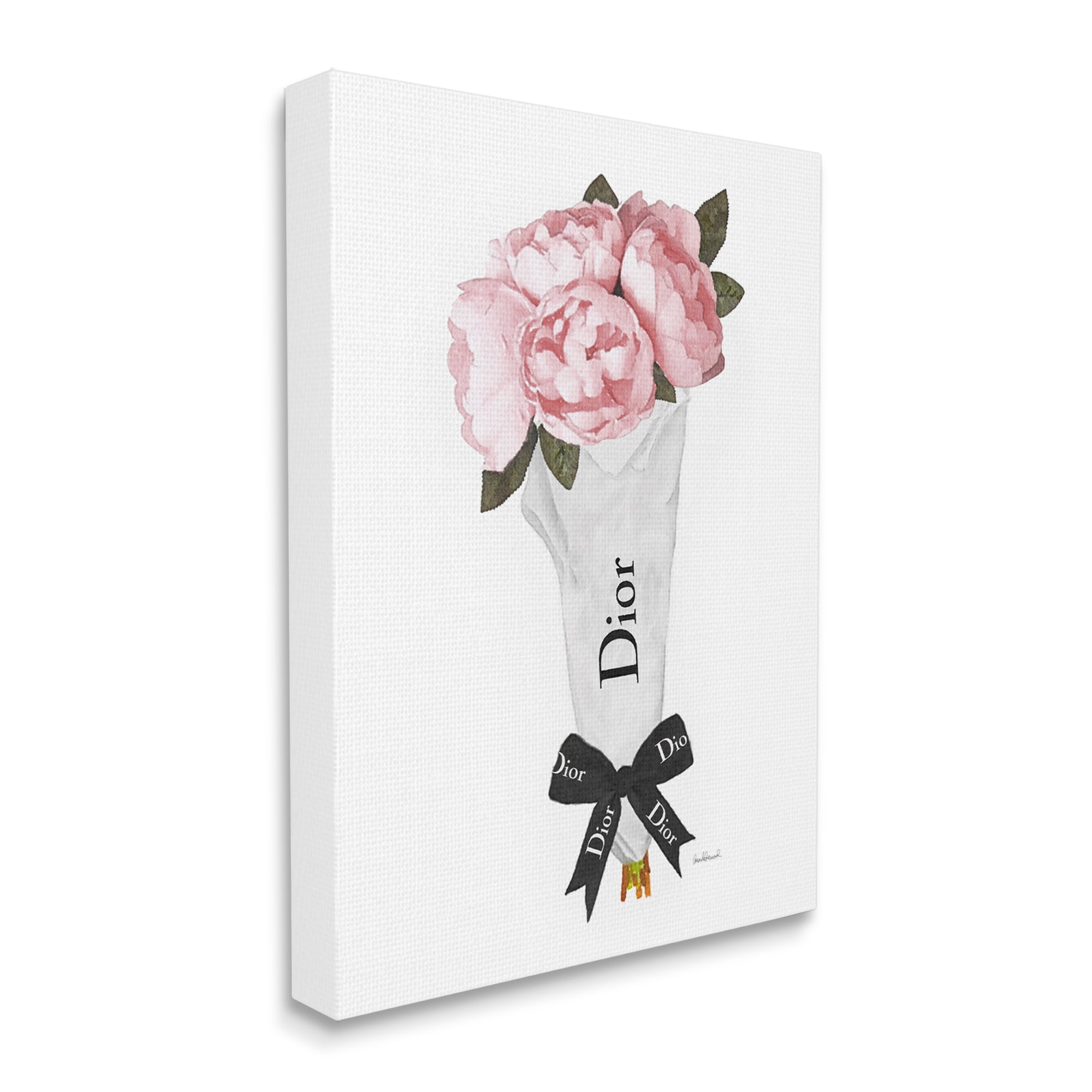 Stupell Industries Soft Pink Spring Bouquet Glam Fashion Bow Botanical & Floral Painting Gallery Wrapped Canvas Print Wall Art, 36 x 48