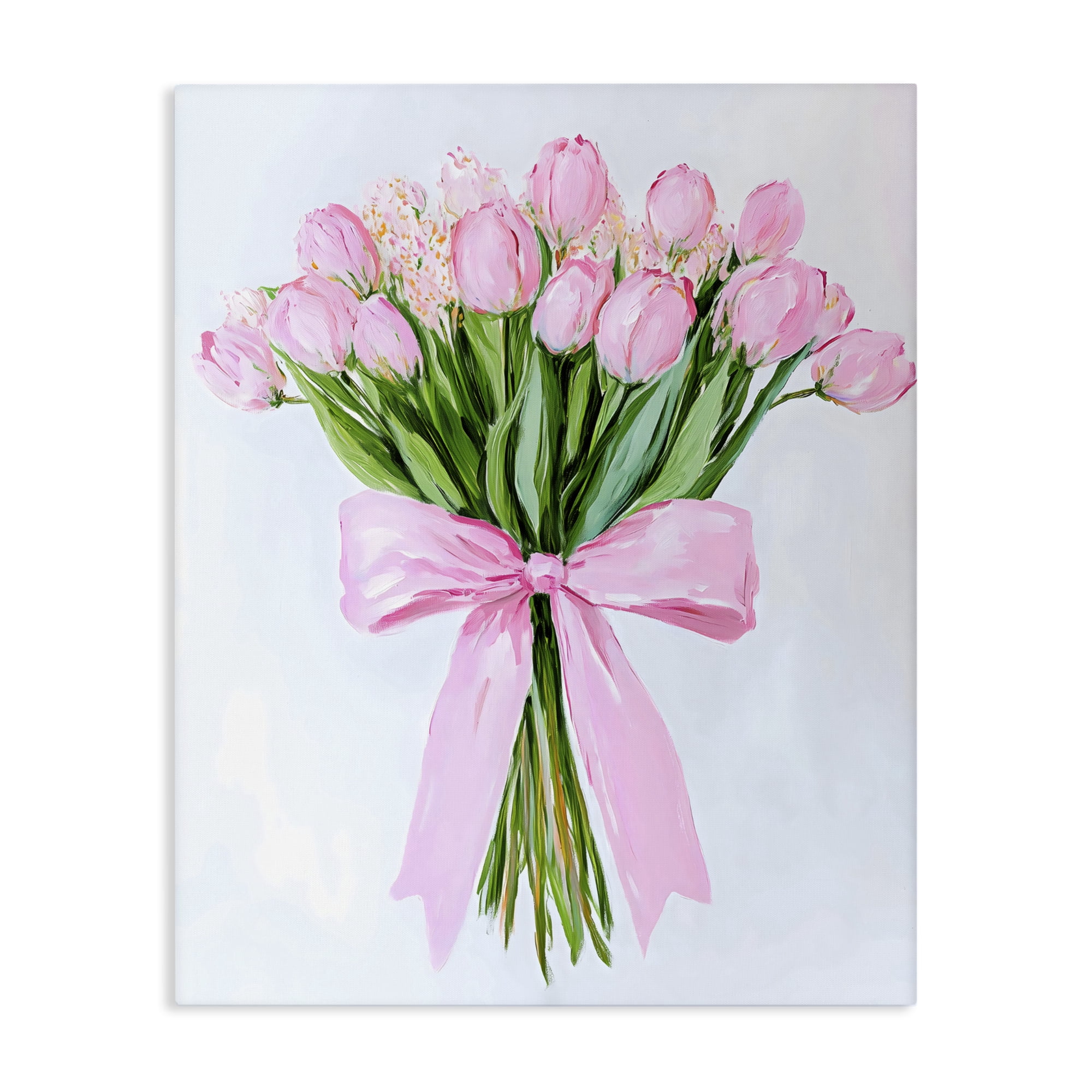 Stupell Industries Soft Pink Tulips with Ribbon Canvas Wall Art, design by The Prints Vibe