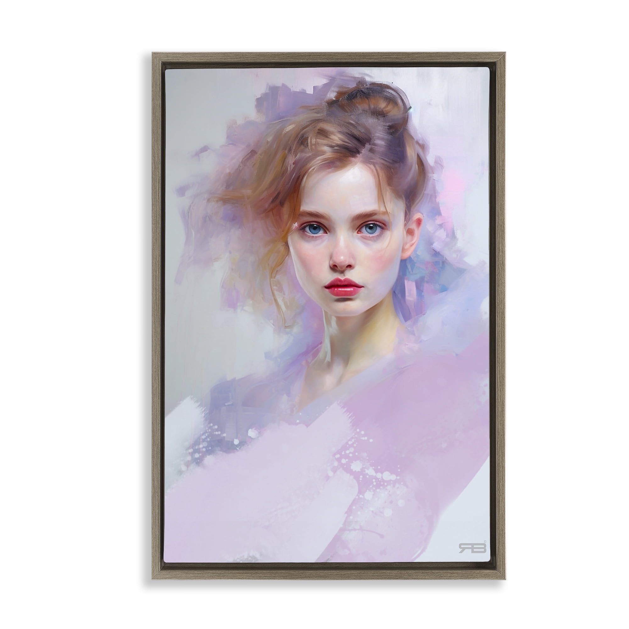 Stupell Industries Soft Portrait of Woman Novelty Painting Brown Floater Framed Art Print Wall Art, 17 x 25