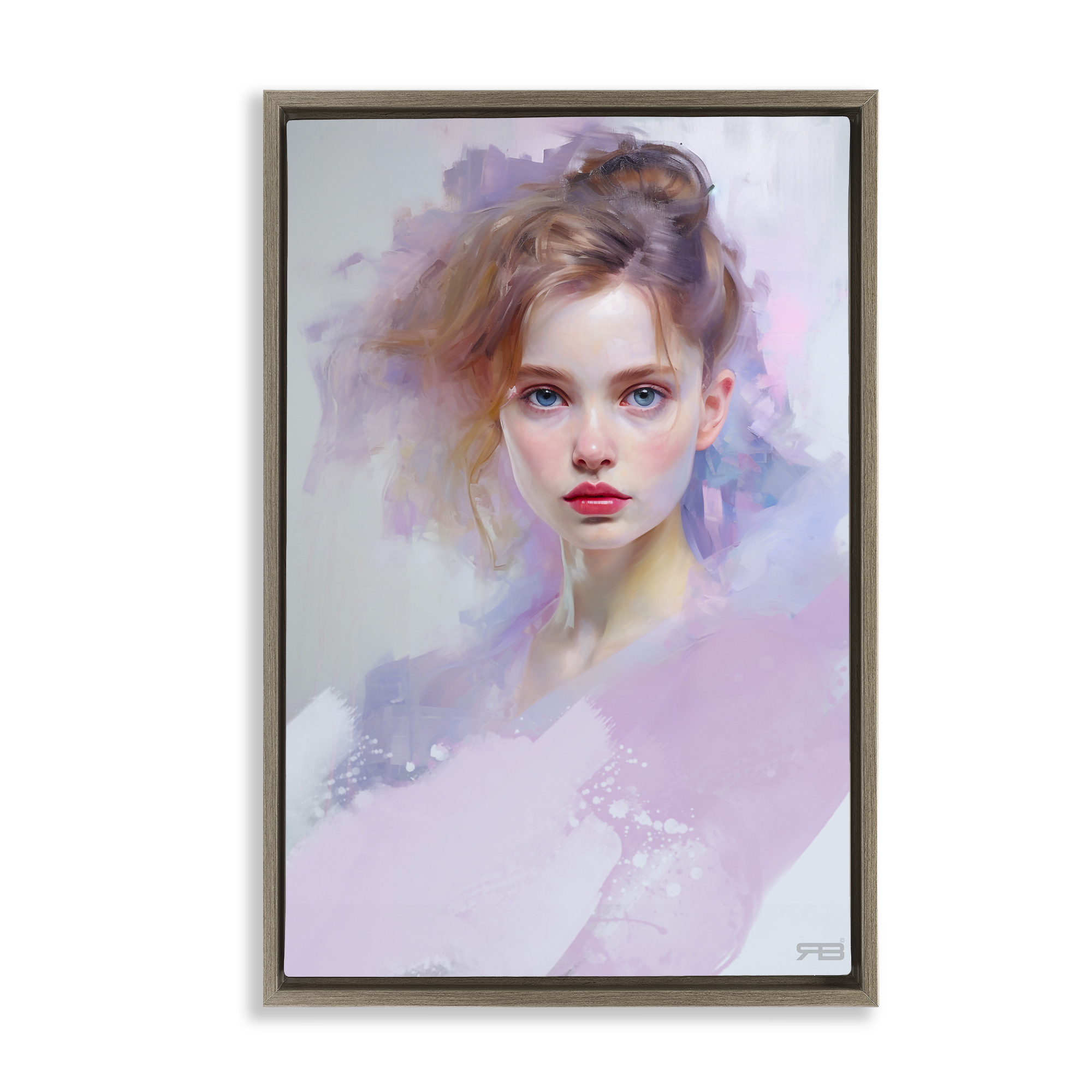 Stupell Industries Soft Portrait of Woman Novelty Painting Brown Floater Framed Art Print Wall Art, 21 x 31