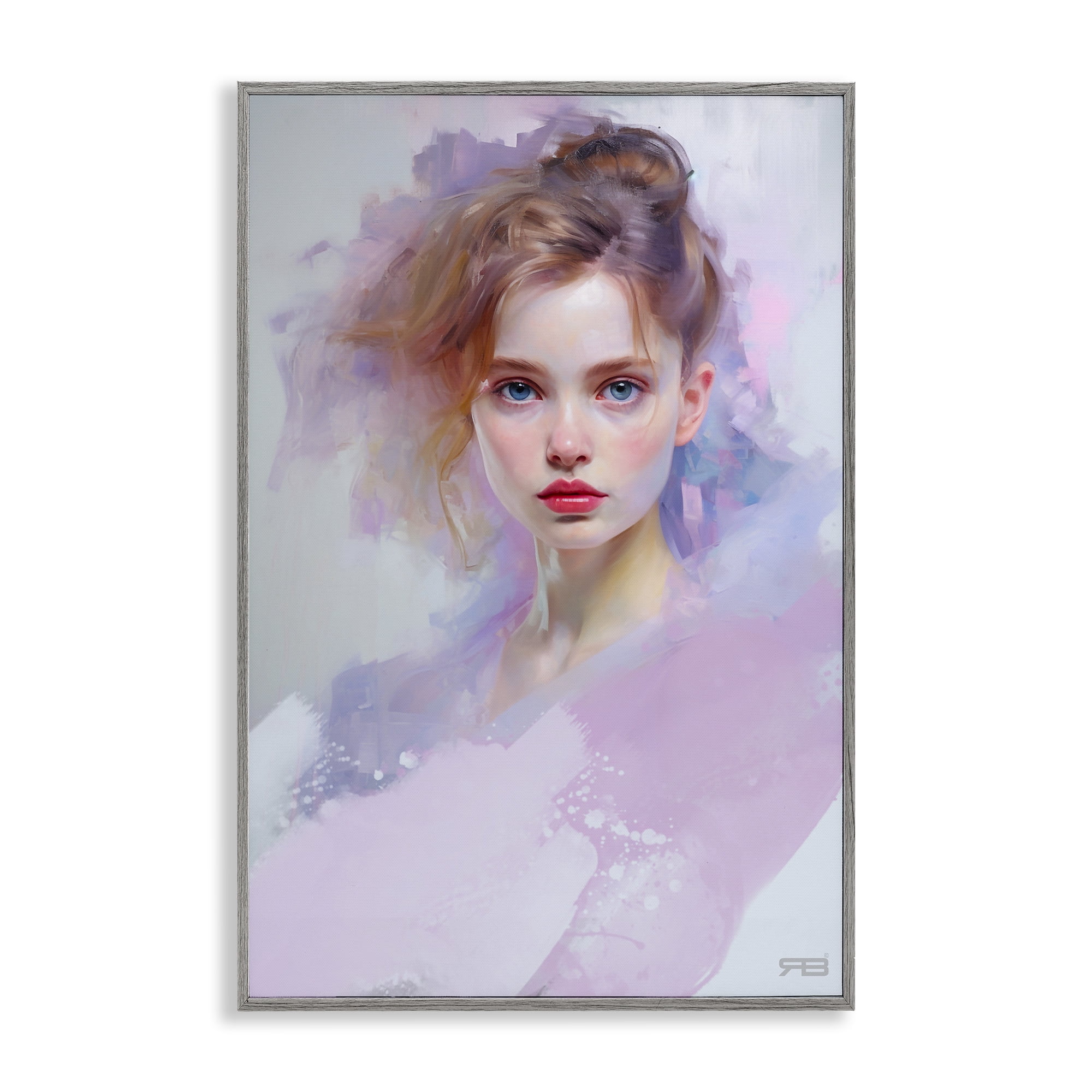 Stupell Industries Soft Portrait of Woman Novelty Painting Gray Framed Art Print Wall Art, 16 x 24