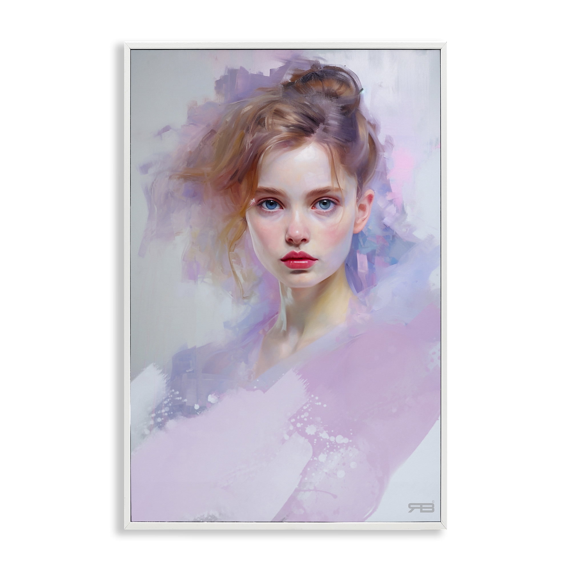 Stupell Industries Soft Portrait of Woman Novelty Painting White Framed Art Print Wall Art, 16 x 24