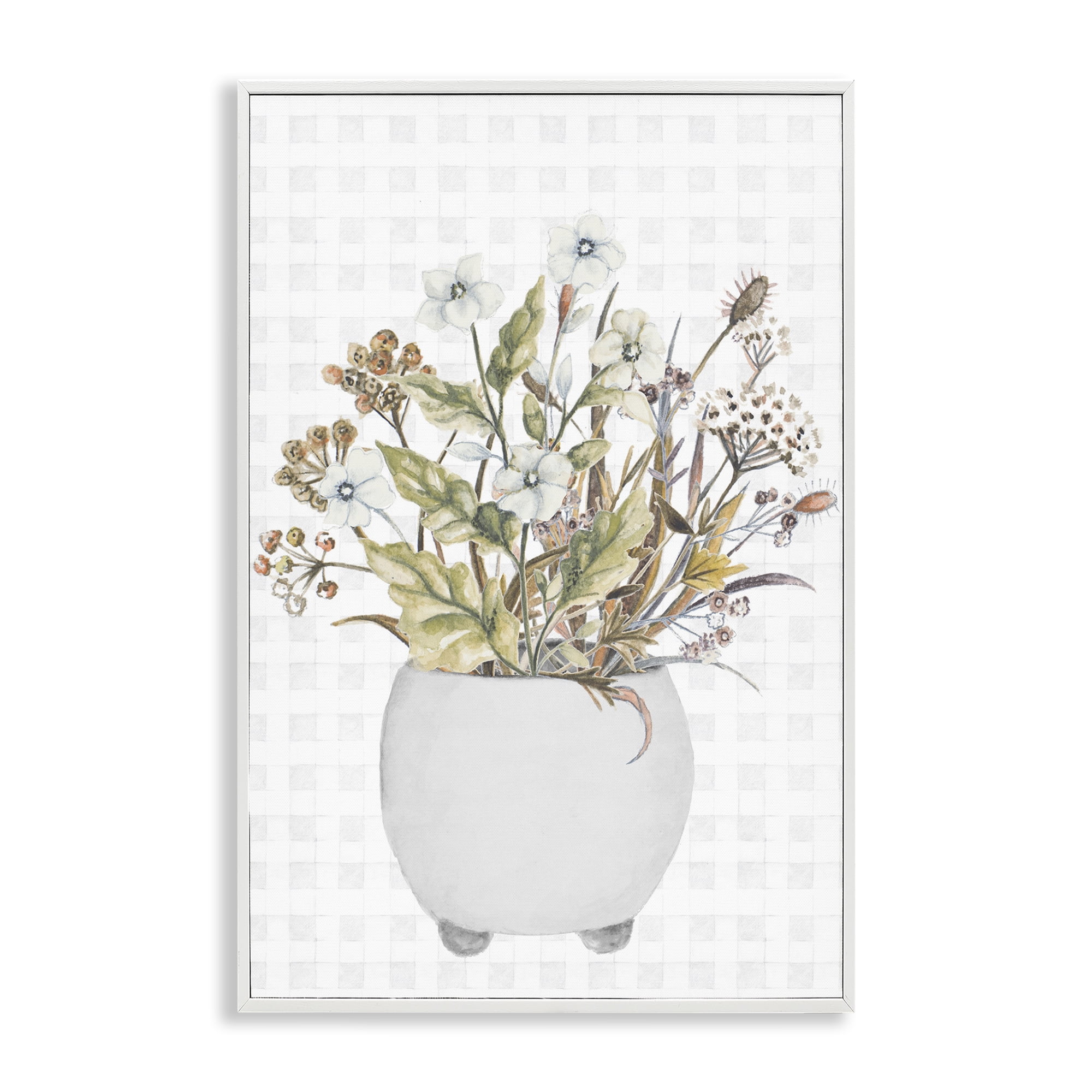 Stupell Industries Soft Potted Wildflowers Botanical & Floral Painting White Framed Art Print Wall Art, 16 x 24