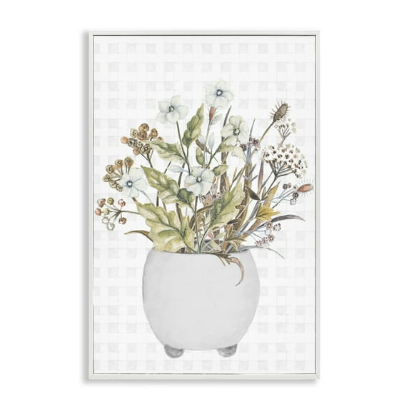 Stupell Industries Soft Potted Wildflowers Botanical & Floral Painting White Framed Art Print Wall Art, 20 x 30