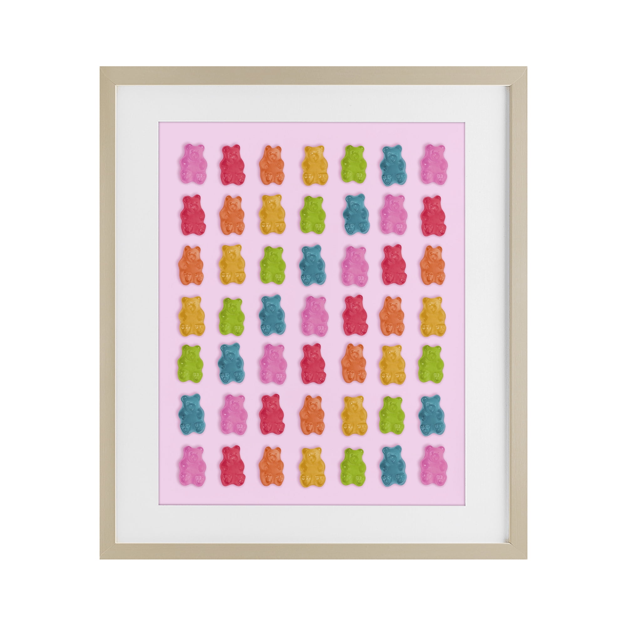 Stupell Industries Soft Rainbow Bears on Pink Birch Framed Print Under Glass, design by LISH Creative