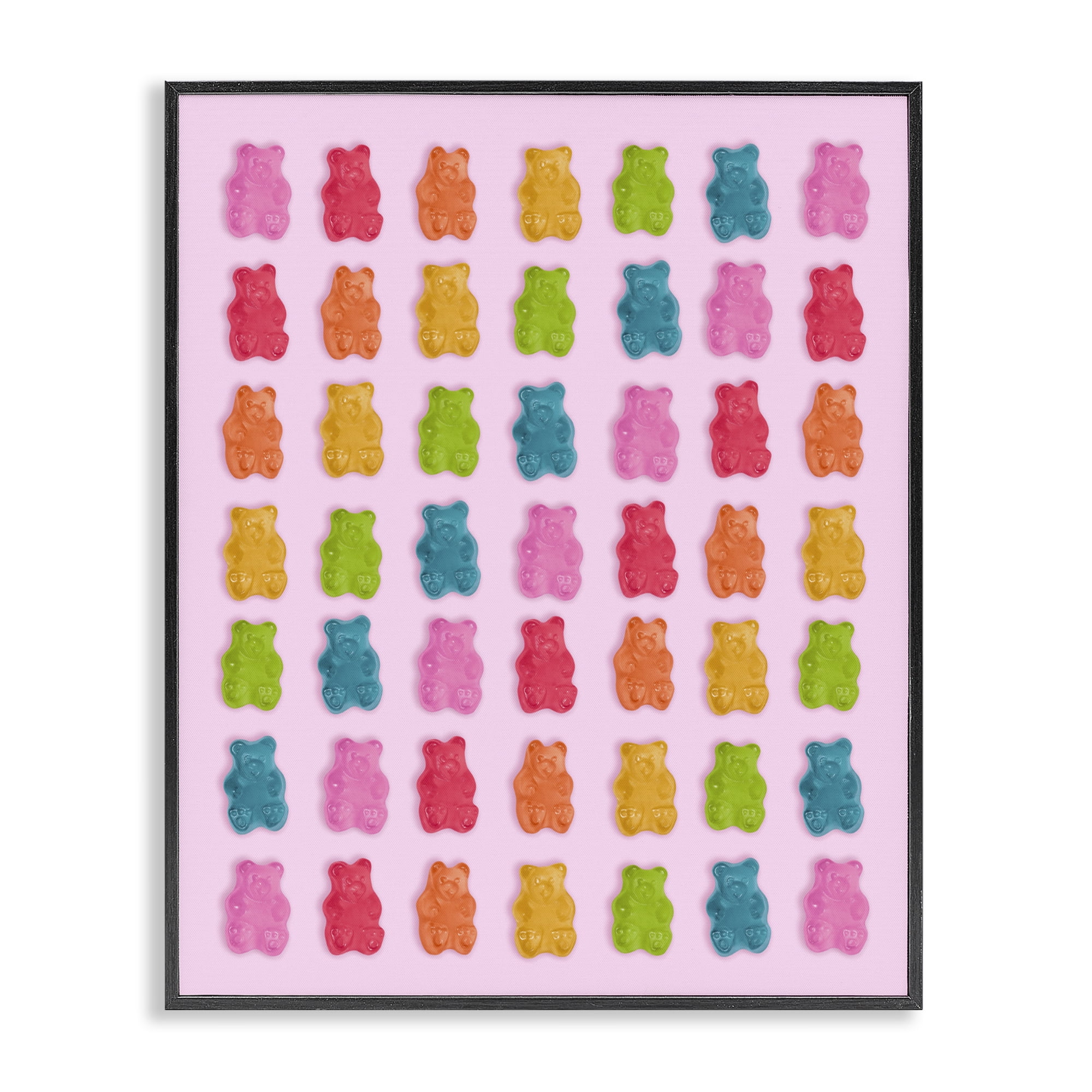 Stupell Industries Soft Rainbow Bears on Pink Black Framed Giclee Art, design by LISH Creative