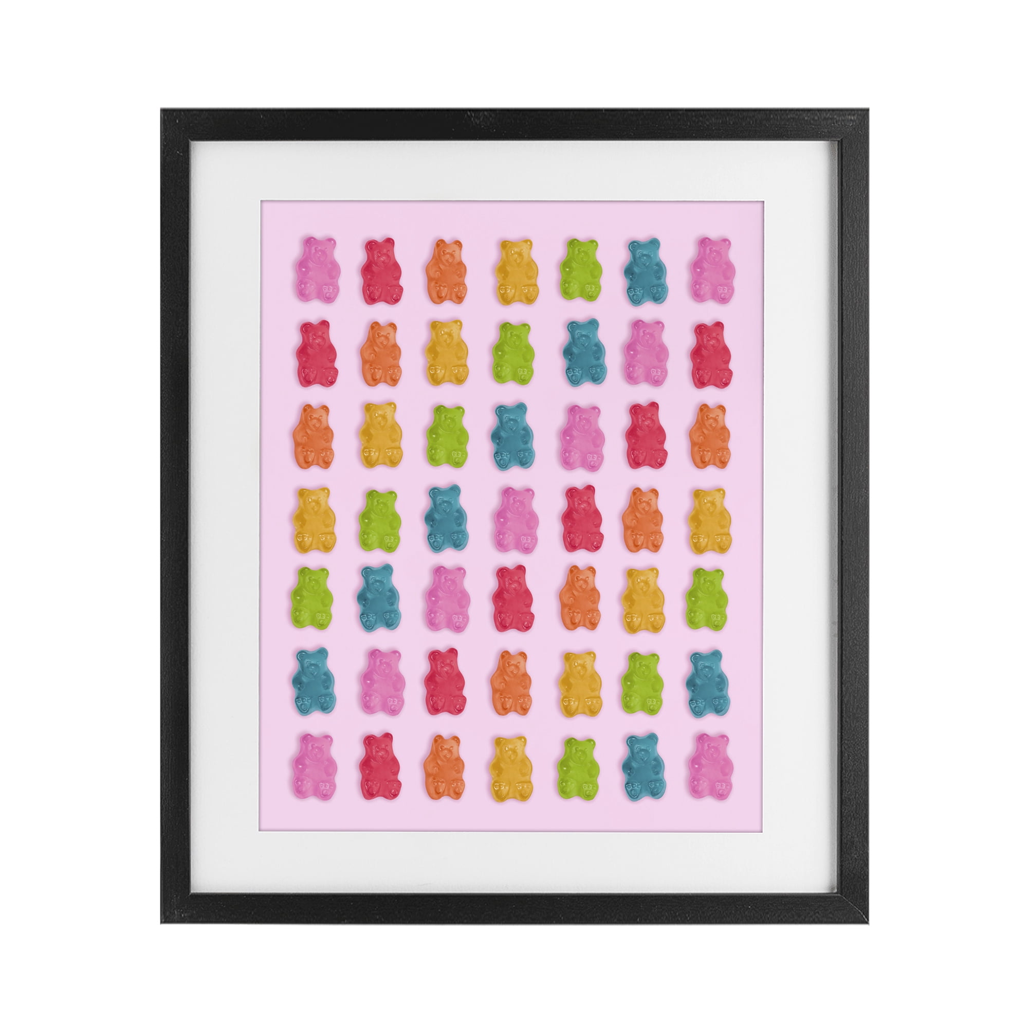 Stupell Industries Soft Rainbow Bears on Pink Black Framed Print Under Glass, design by LISH Creative