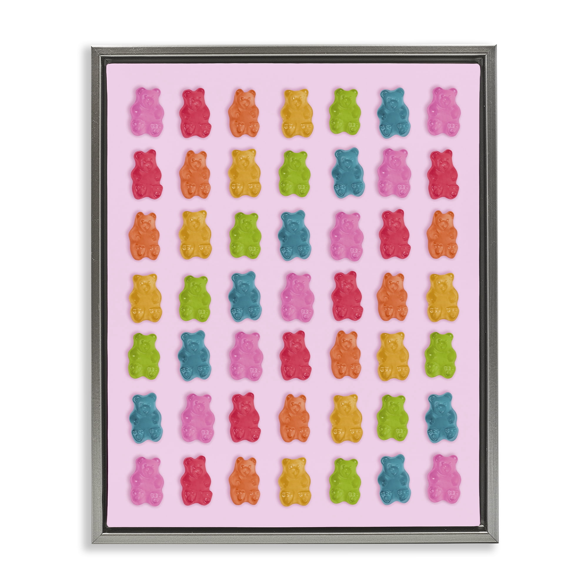 Stupell Industries Soft Rainbow Bears on Pink Gray Framed Floater Canvas Wall Art, design by LISH Creative