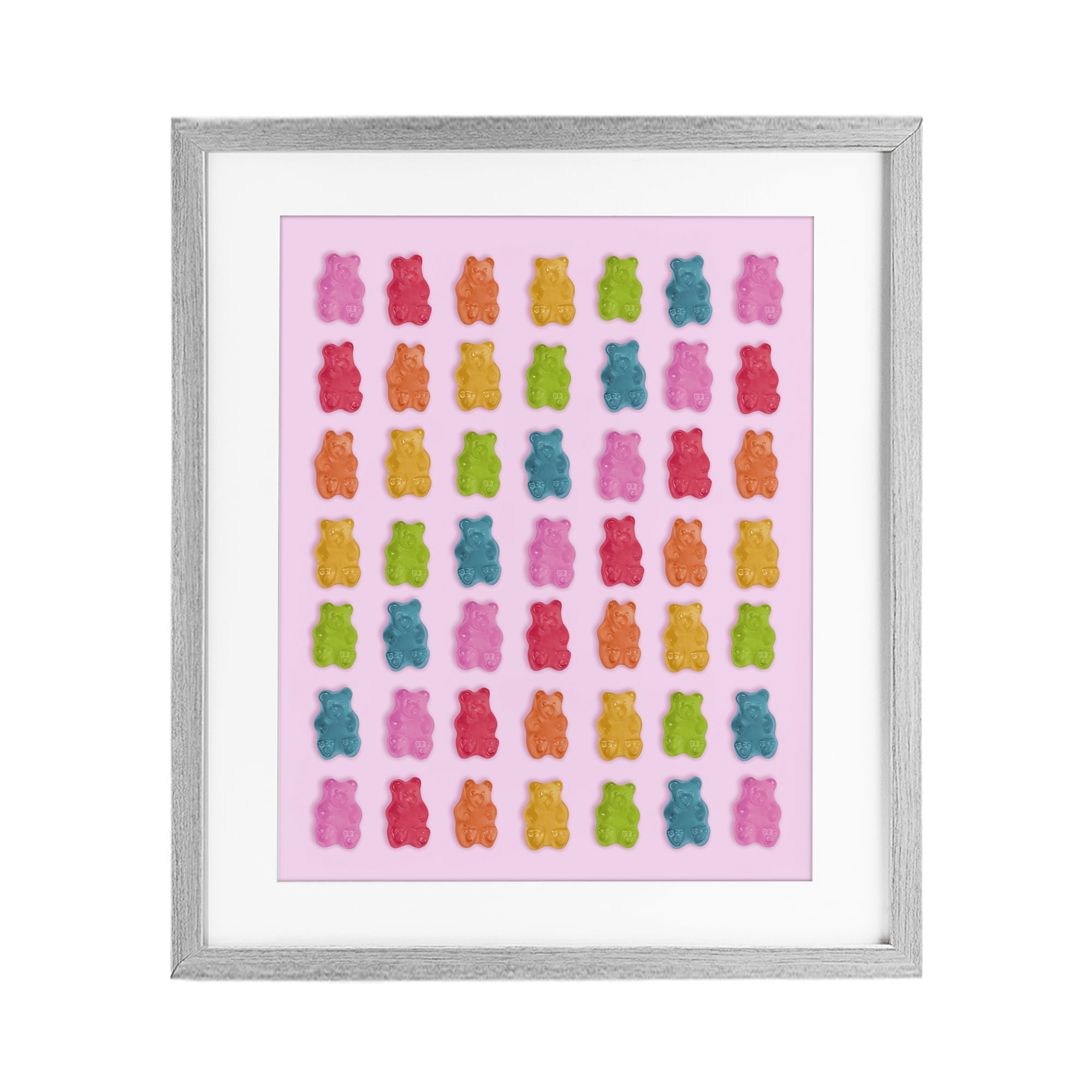 Stupell Industries Soft Rainbow Bears on Pink Gray Framed Print Under Glass, design by LISH Creative