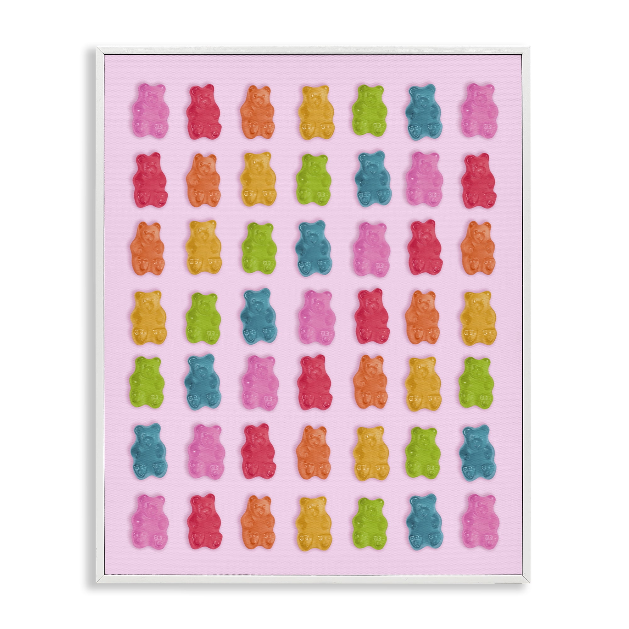 Stupell Industries Soft Rainbow Bears on Pink White Framed Giclee Art, design by LISH Creative