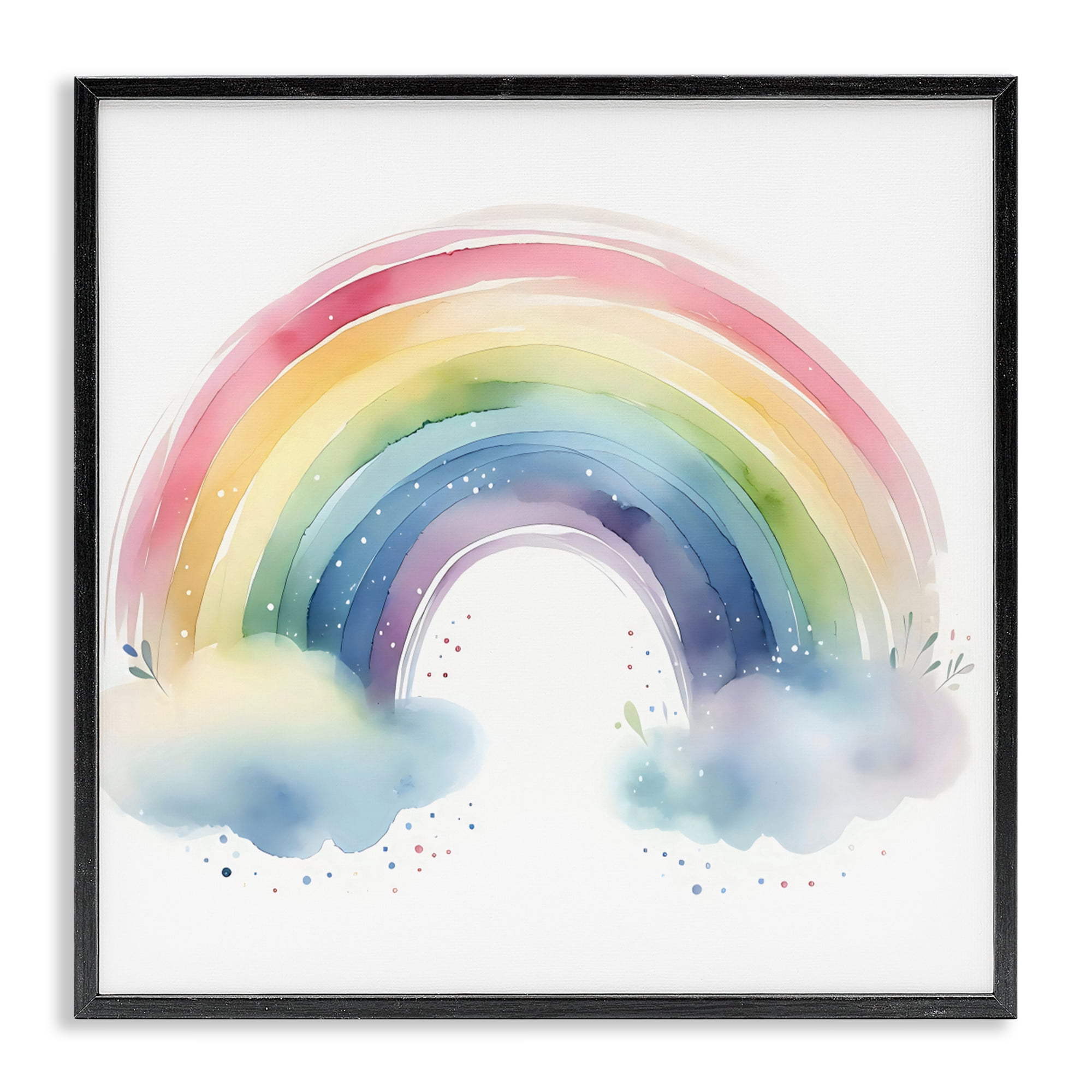 Stupell Industries Soft Rainbow with Clouds Black Framed Giclee Art, design by Creative Studio