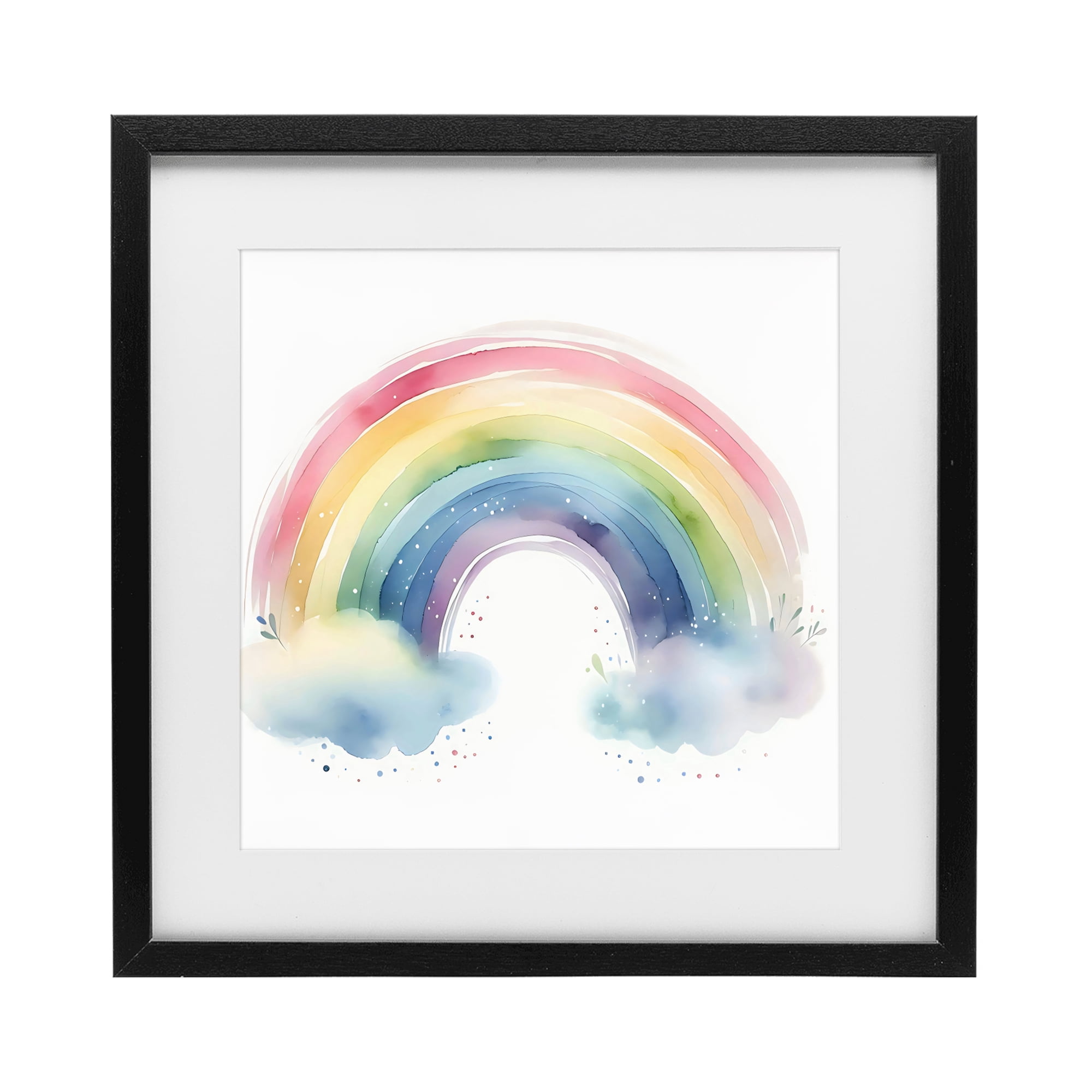 Stupell Industries Soft Rainbow with Clouds Black Framed Print Under Glass, design by Creative Studio