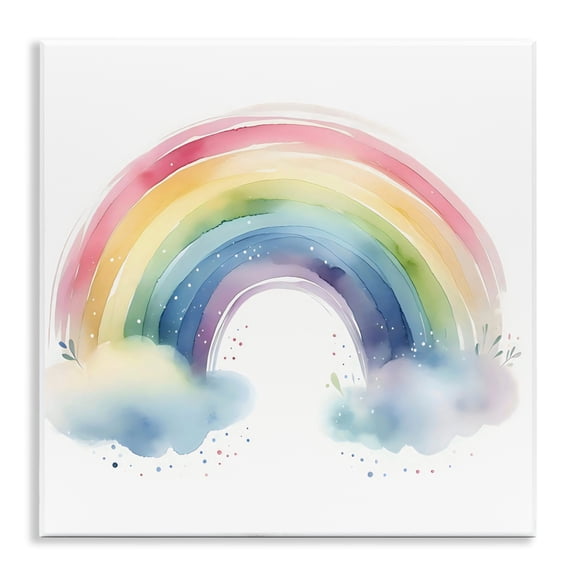 Stupell Industries Contemporary Soft Rainbow with Clouds Wall Plaque Art, 12 x 12, by Creative Studio