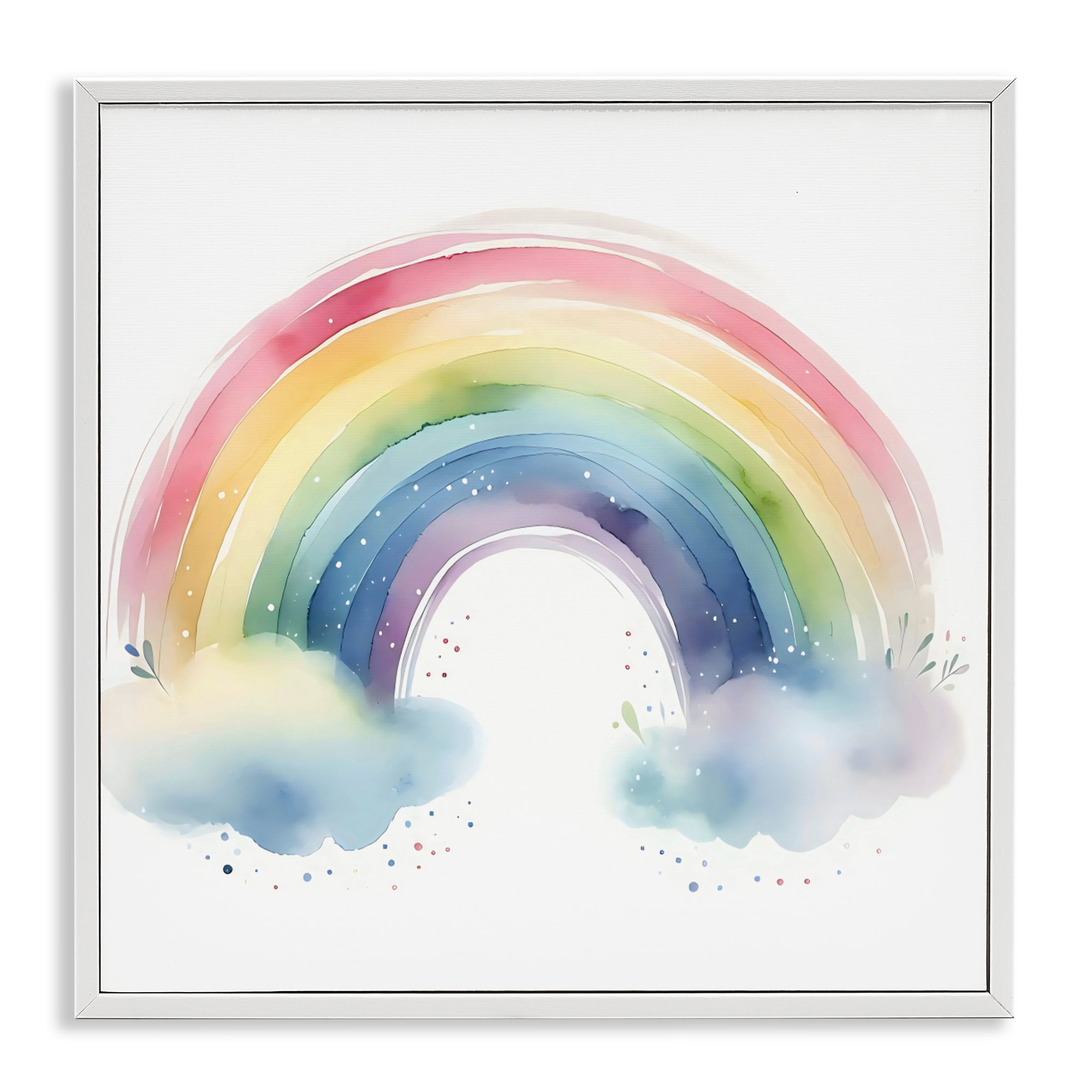 Stupell Industries Soft Rainbow with Clouds White Framed Giclee Art, design by Creative Studio