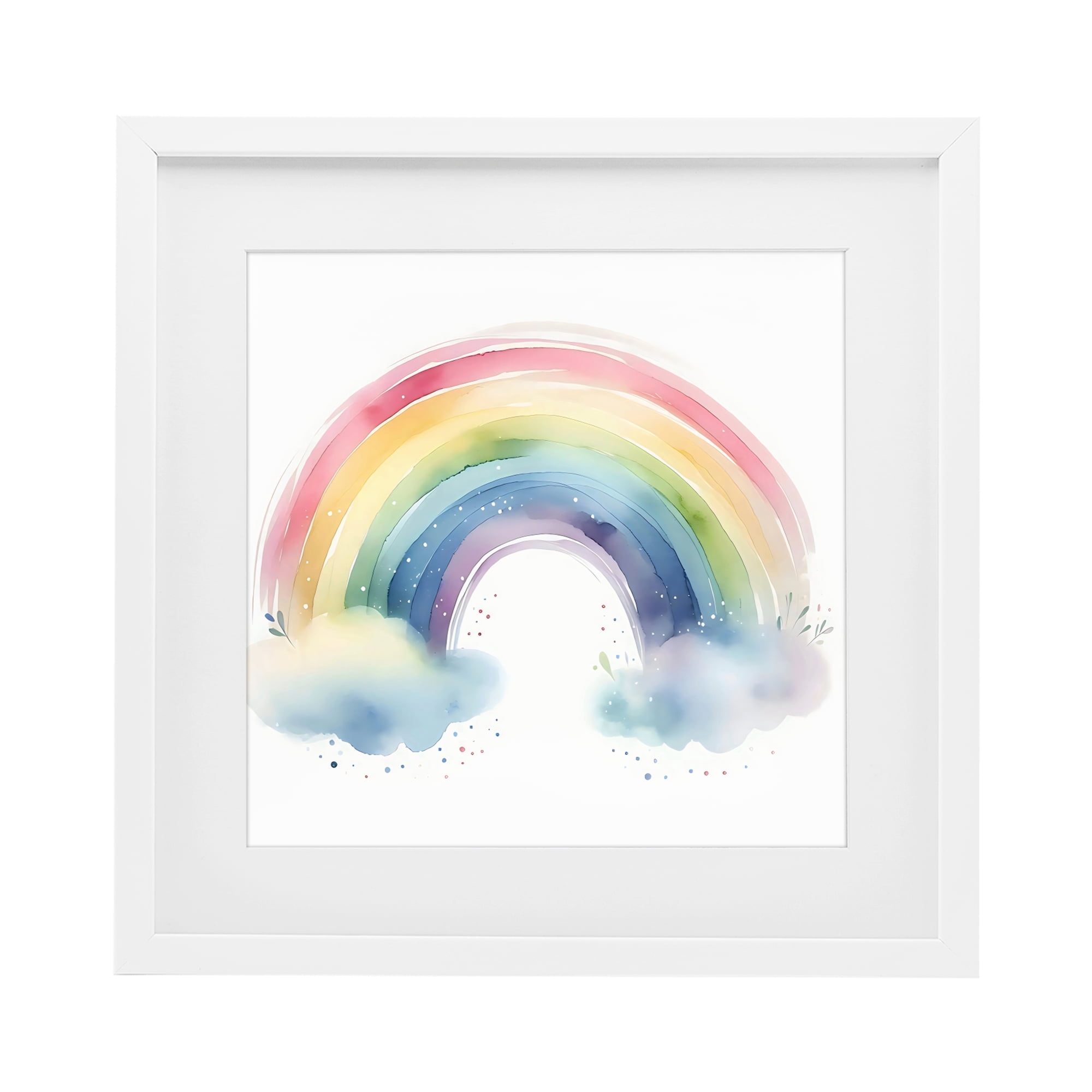 Stupell Industries Soft Rainbow with Clouds White Framed Print Under Glass, design by Creative Studio