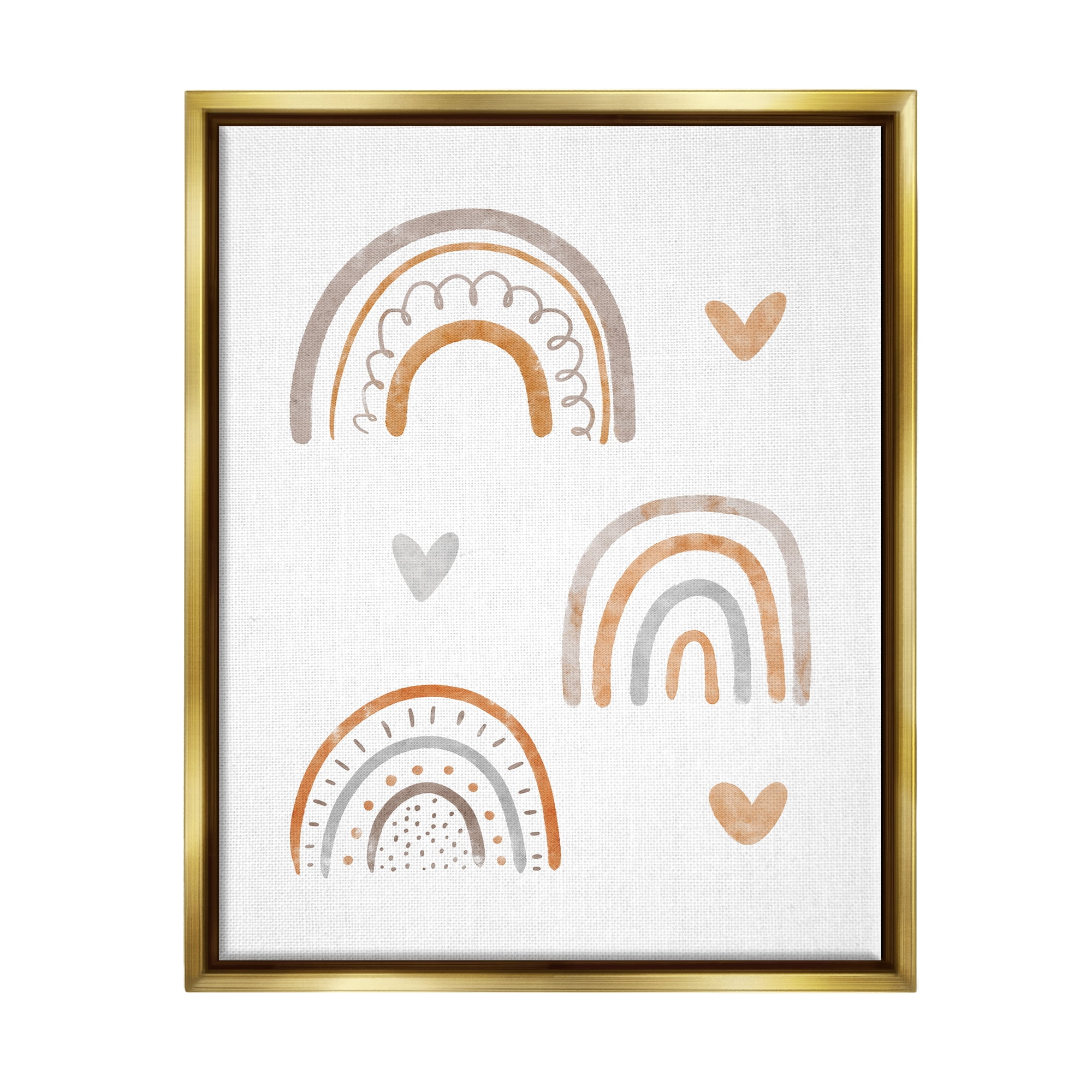 Stupell Industries Soft Rainbows & Stars Nature Painting Gold Floater Framed Art Print Wall Art, 25 x 31