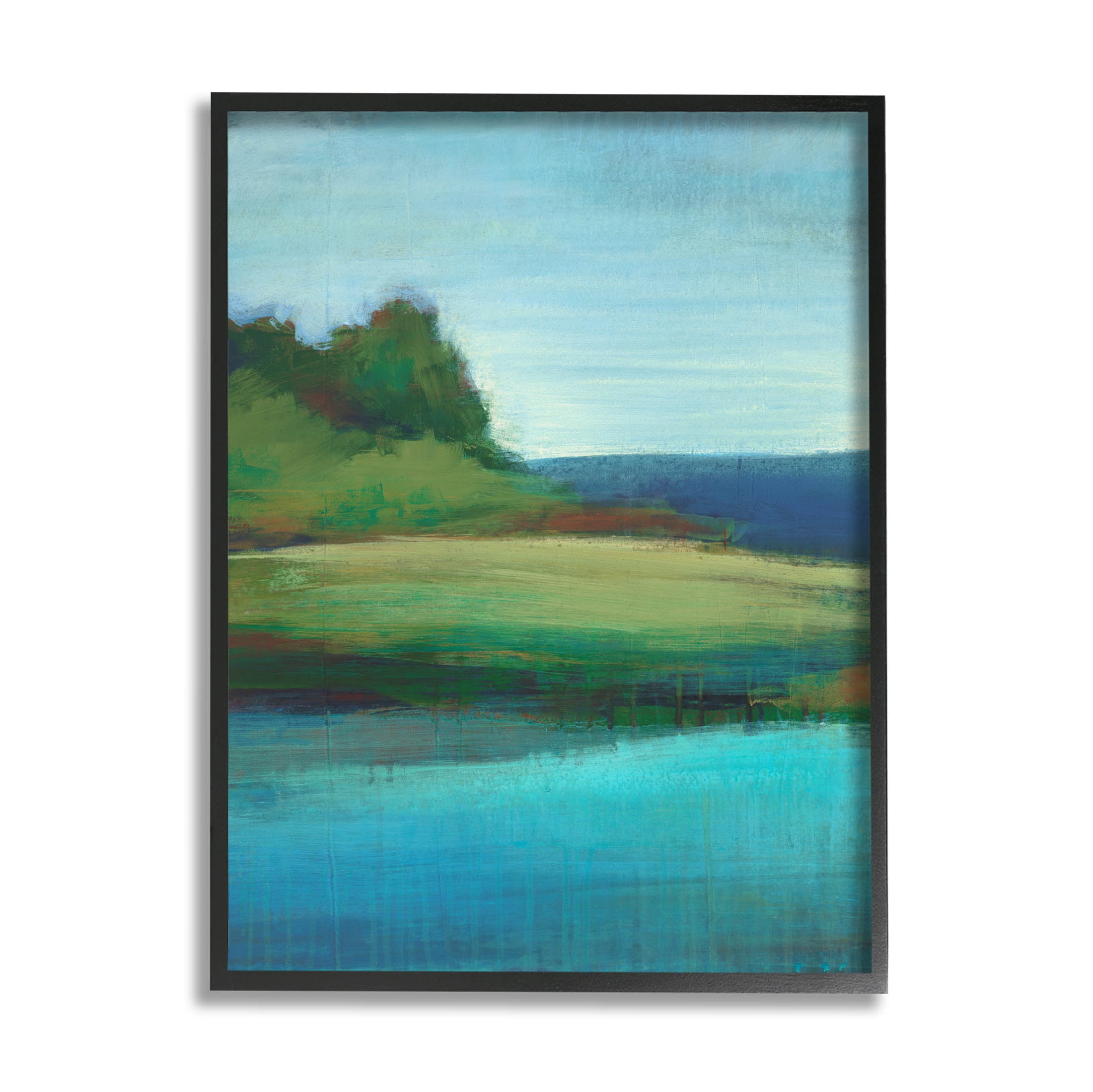 Stupell Industries Soft Rainy Lake Landscape Painting Black Framed Art Print Wall Art, Design by Stacy D'Aguiar