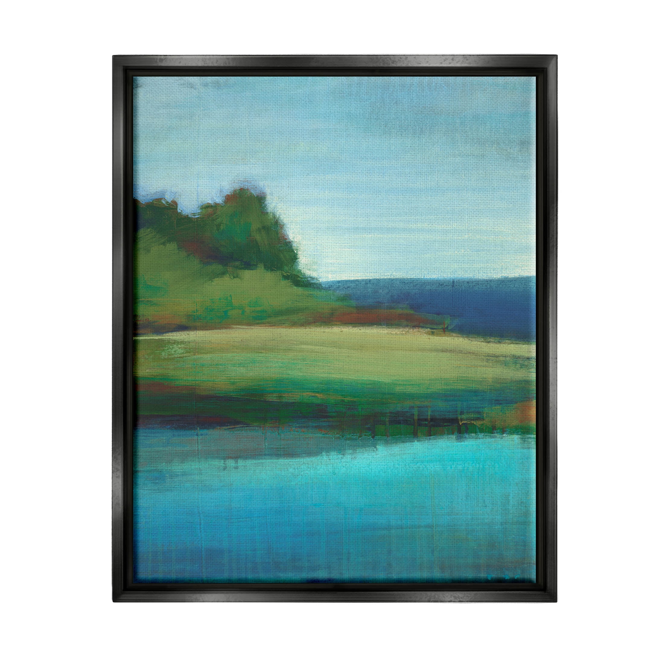 Stupell Industries Soft Rainy Lake Landscape Painting Jet Black Floating Framed Canvas Print Wall Art, Design by Stacy D'Aguiar