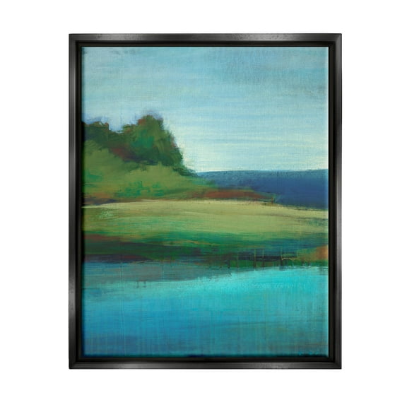 Stupell Industries Soft Rainy Lake Landscape Painting Jet Black Floating Framed Canvas Print Wall Art, Design by Stacy D'Aguiar