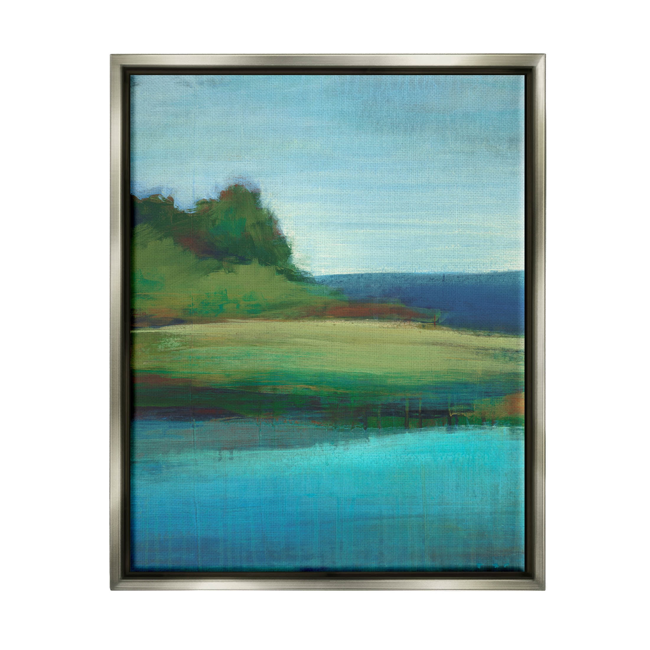 Stupell Industries Soft Rainy Lake Landscape Painting Luster Gray Floating Framed Canvas Print Wall Art, Design by Stacy D'Aguiar