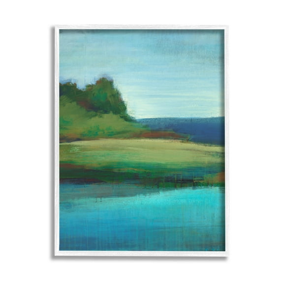 Stupell Industries Soft Rainy Lake Landscape Painting White Framed Art Print Wall Art, Design by Stacy D'Aguiar